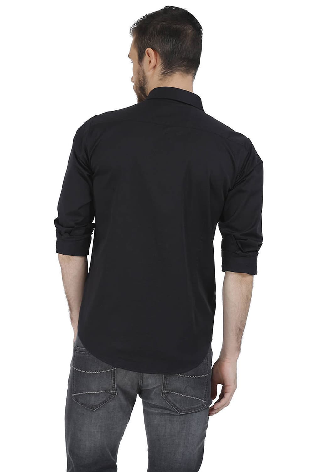 BASICS SLIM FIT TOTAL ECLIPSE SATIN SHIRT