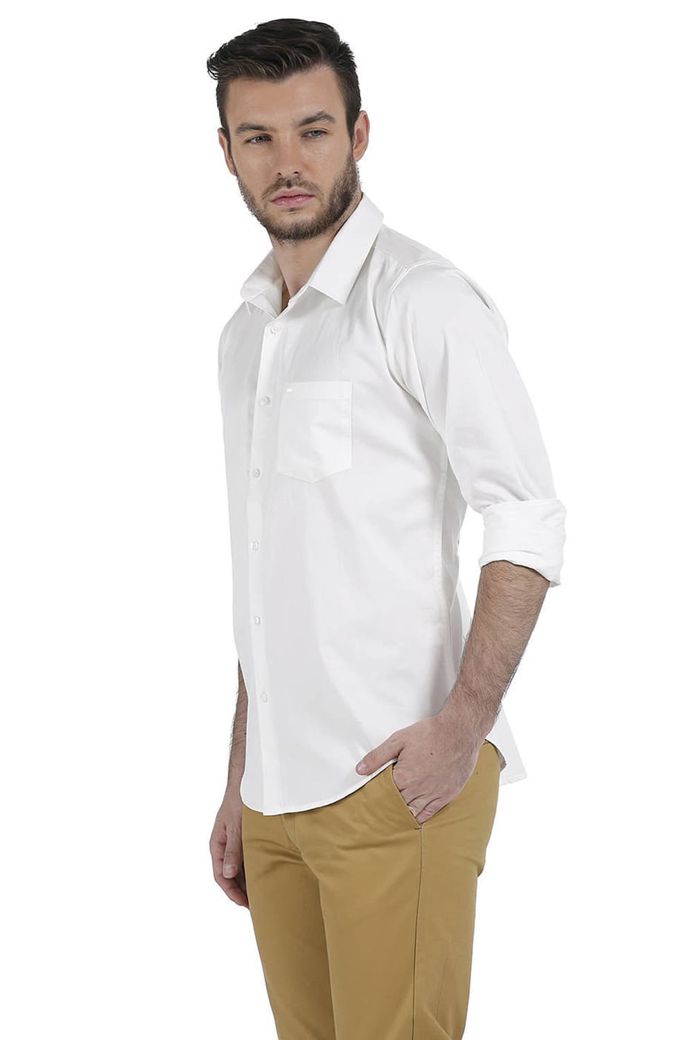 BASICS SLIM FIT TOTAL ECLIPSE SATIN SHIRT