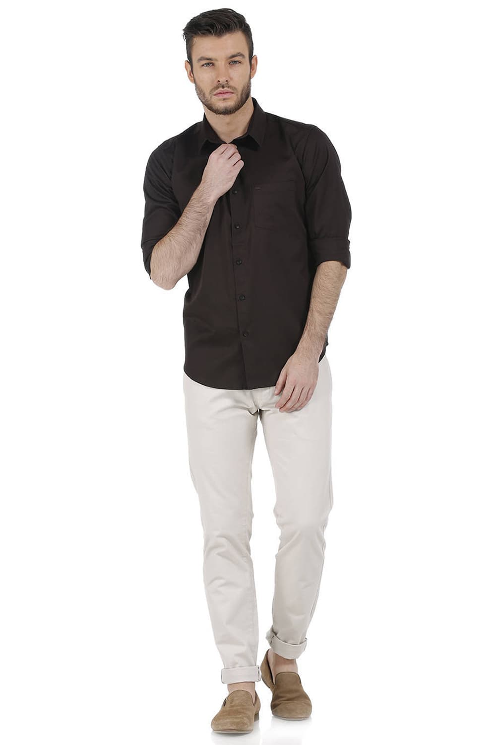 BASICS SLIM FIT TOTAL ECLIPSE SATIN SHIRT