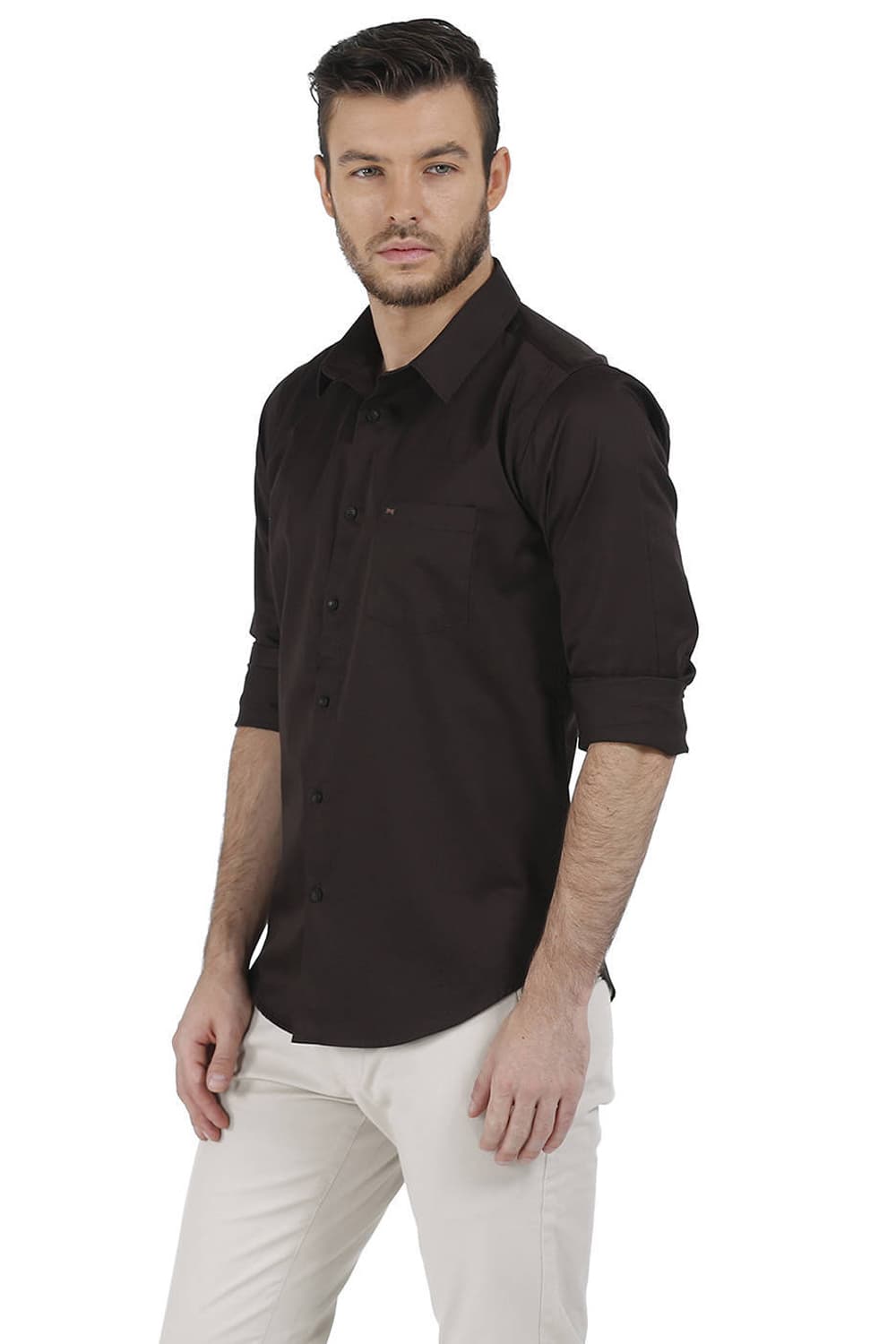 BASICS SLIM FIT TOTAL ECLIPSE SATIN SHIRT