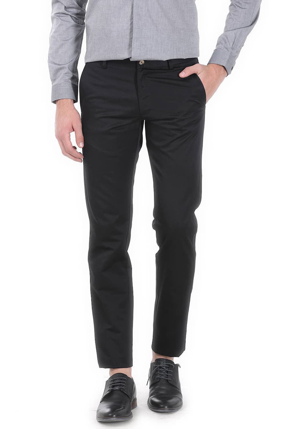 BASICS TAPERED FIT SATIN TROUSERS