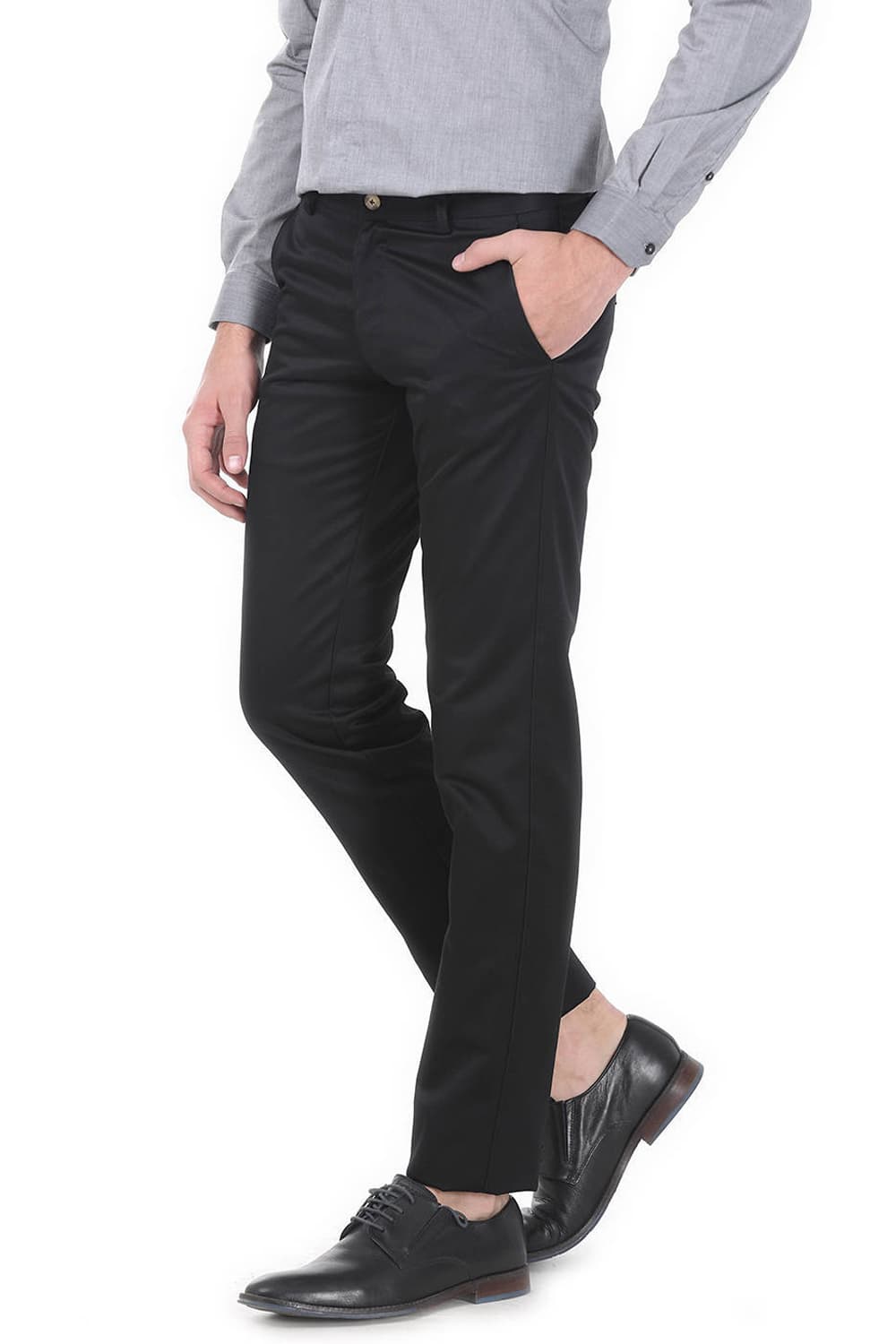 BASICS TAPERED FIT SATIN TROUSERS