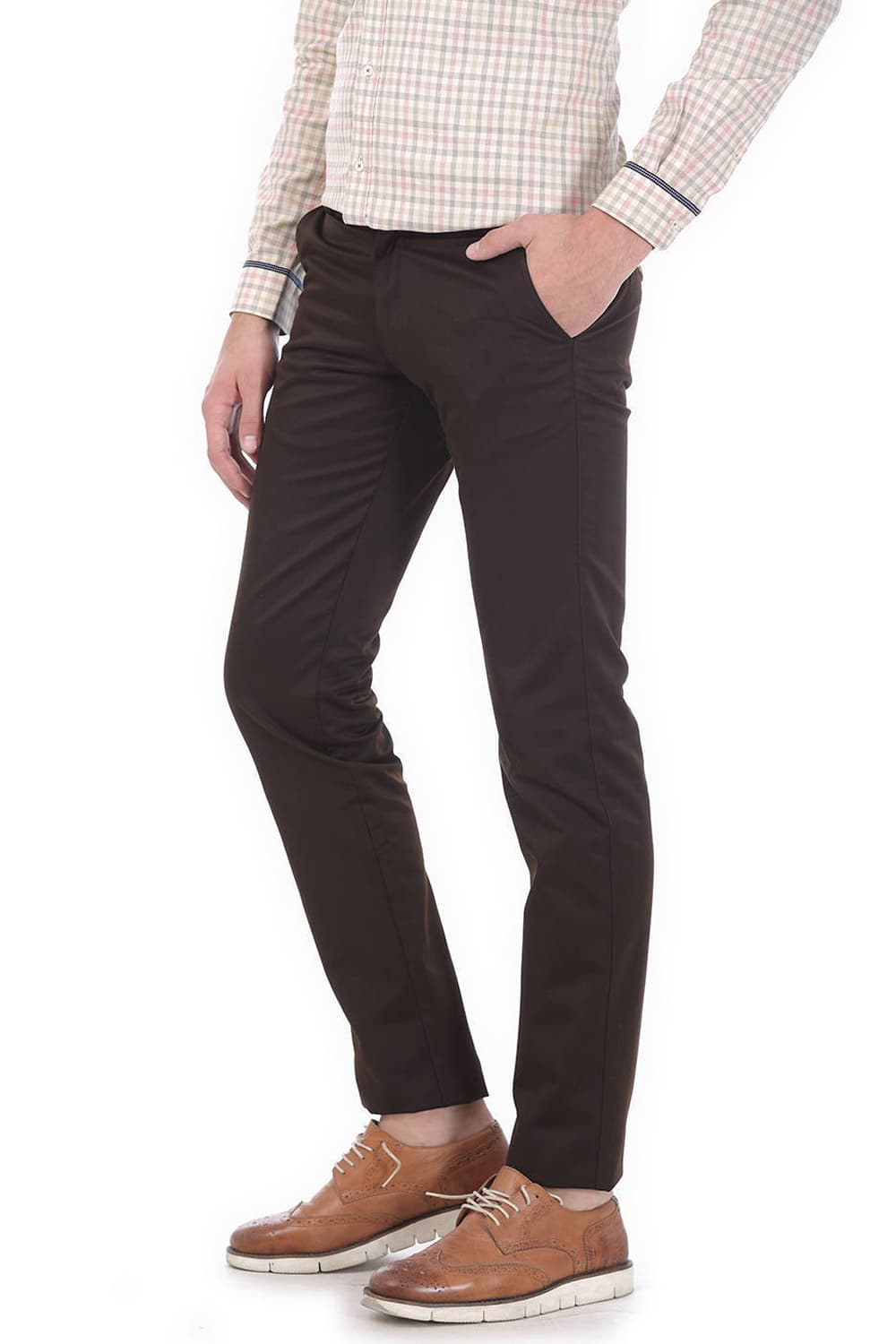 BASICS TAPERED FIT SATIN TROUSERS