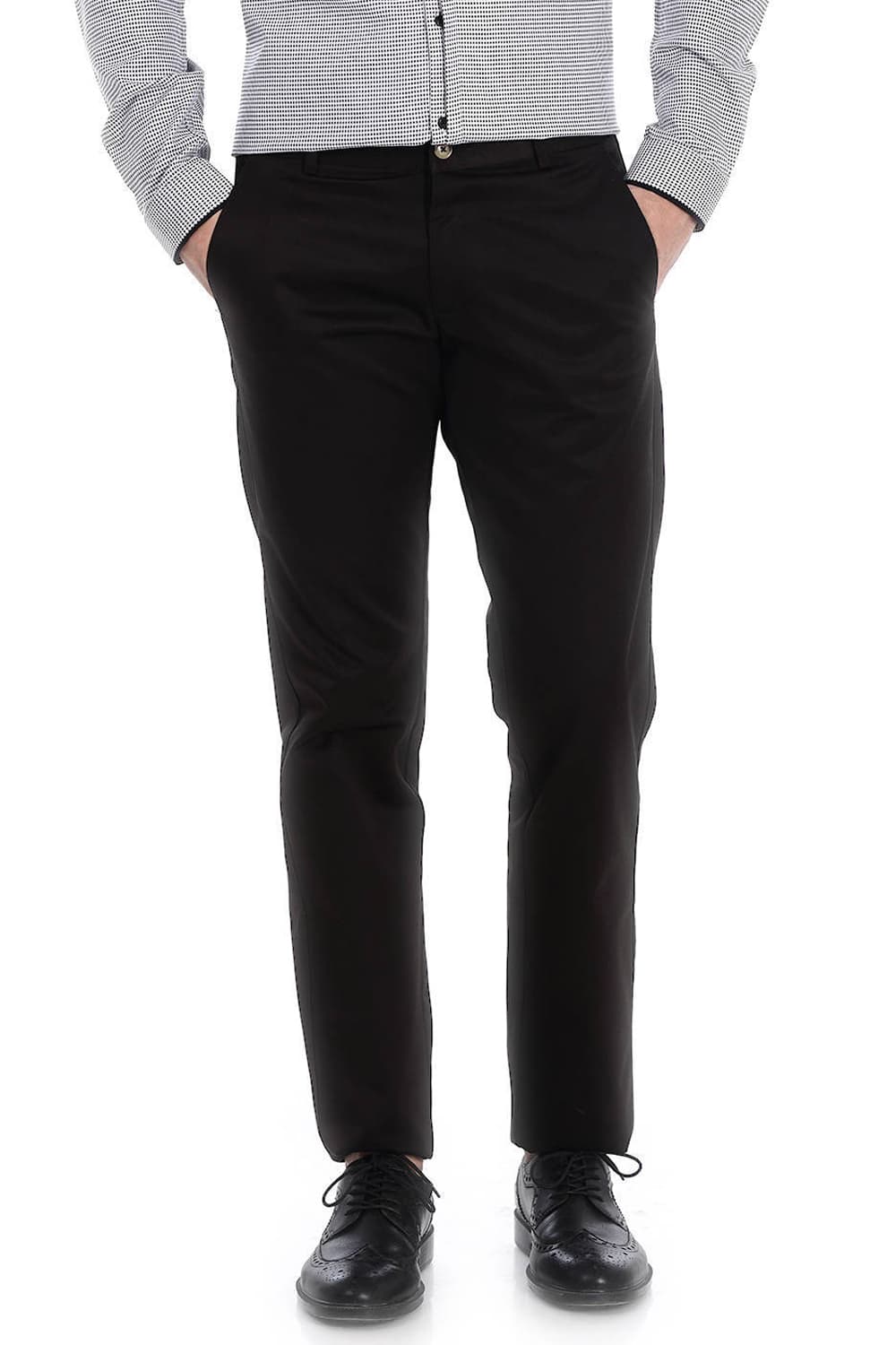 BASICS TAPERED FIT SATIN TROUSERS