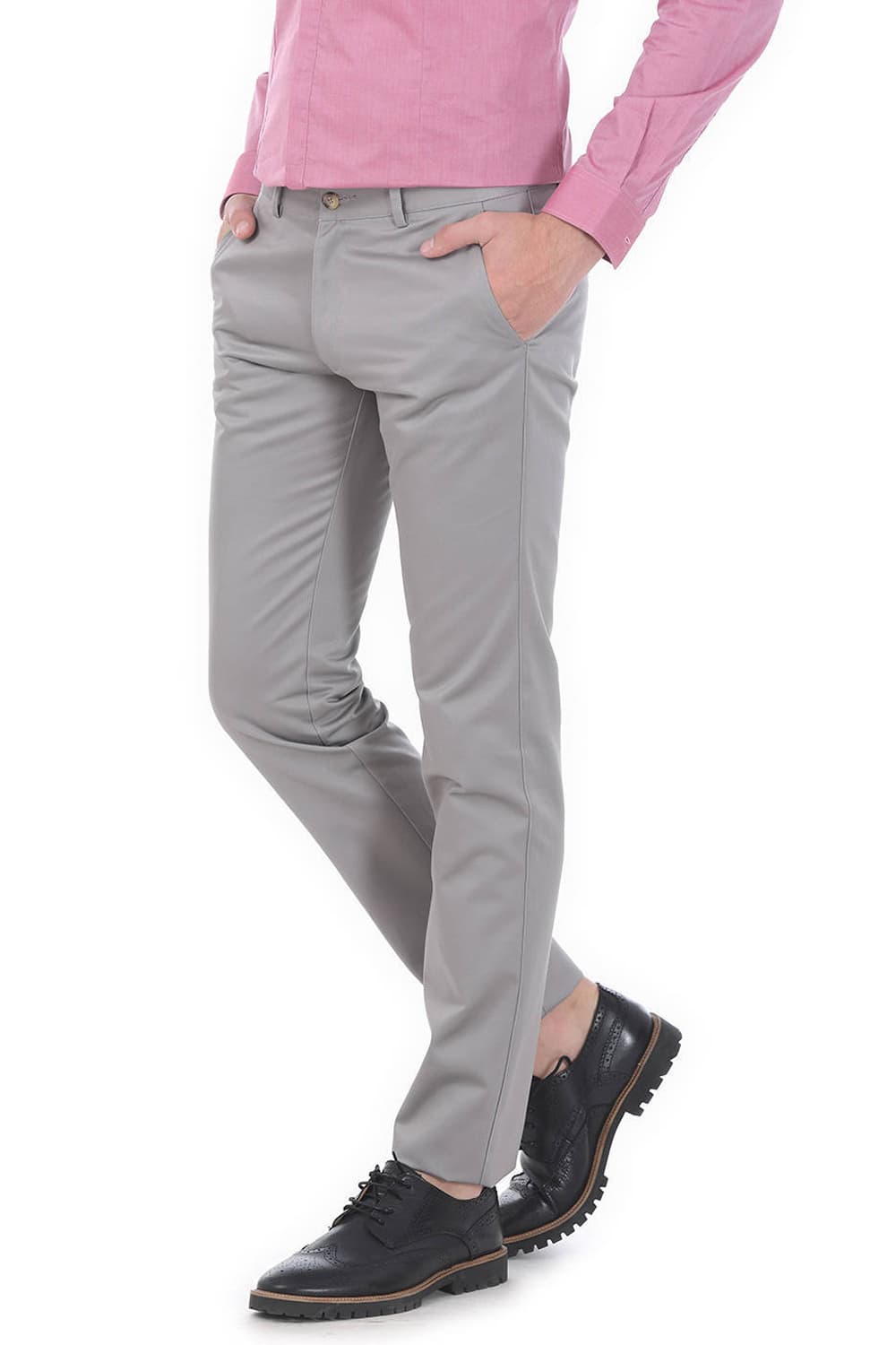 BASICS TAPERED FIT SATIN TROUSERS