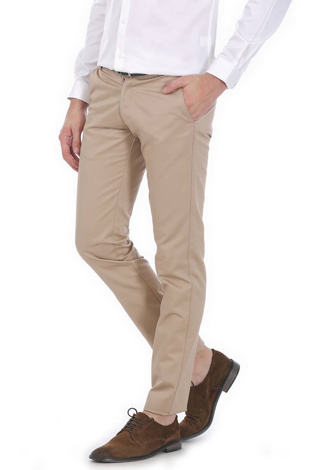 BASICS TAPERED FIT SATIN TROUSERS