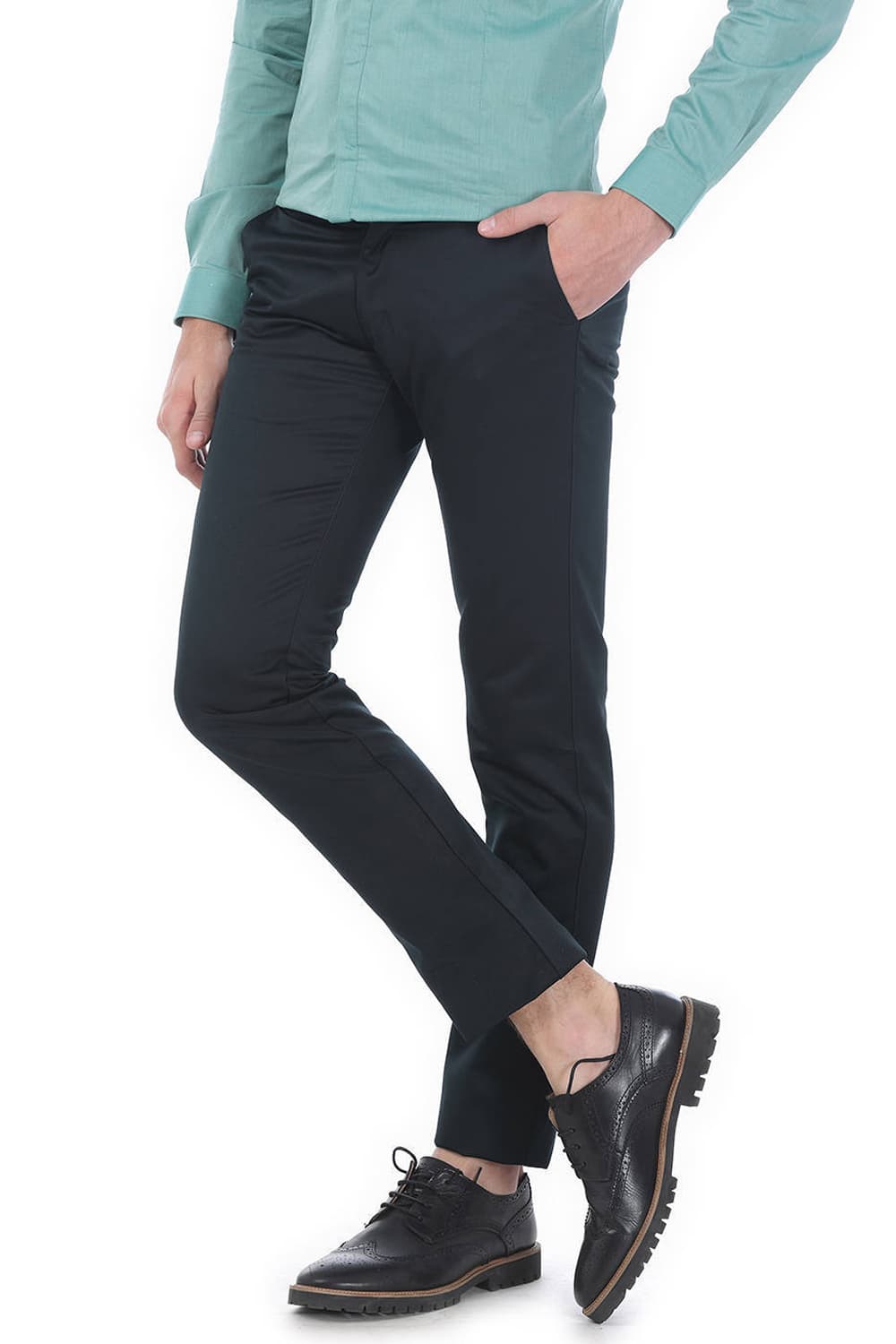 BASICS TAPERED FIT SATIN TROUSERS