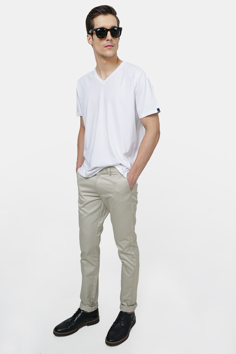 BASICS TAPERED FIT SATIN TROUSERS