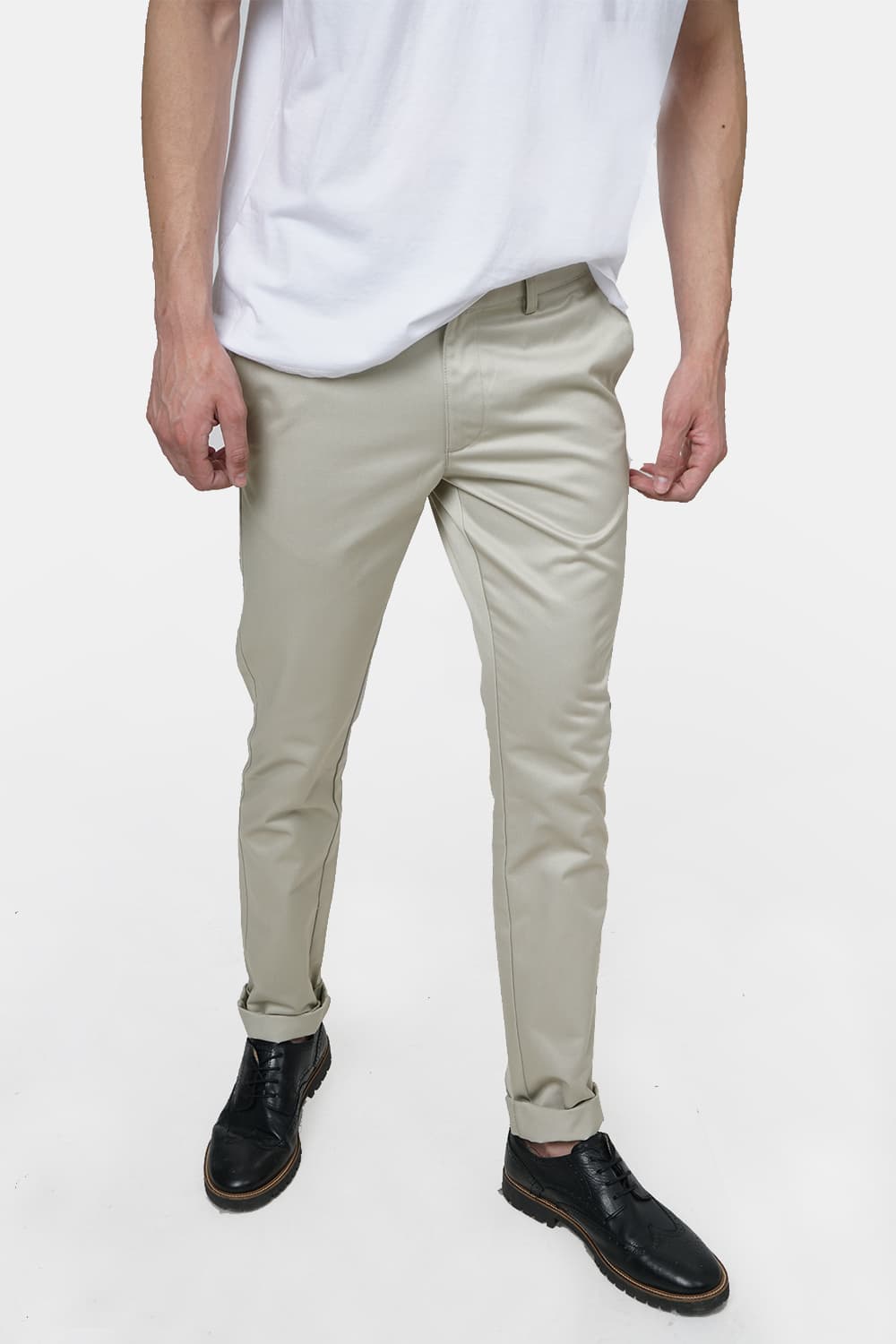 BASICS TAPERED FIT SATIN TROUSERS