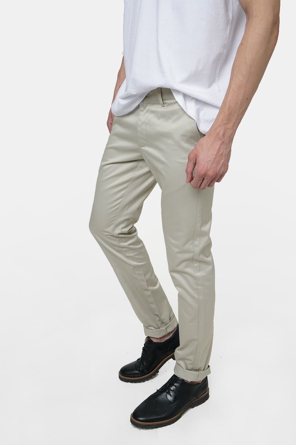 BASICS TAPERED FIT SATIN TROUSERS