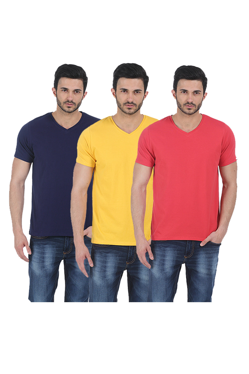 BASICS V - NECK MUSCLE FIT HALF SLEEVES TEES