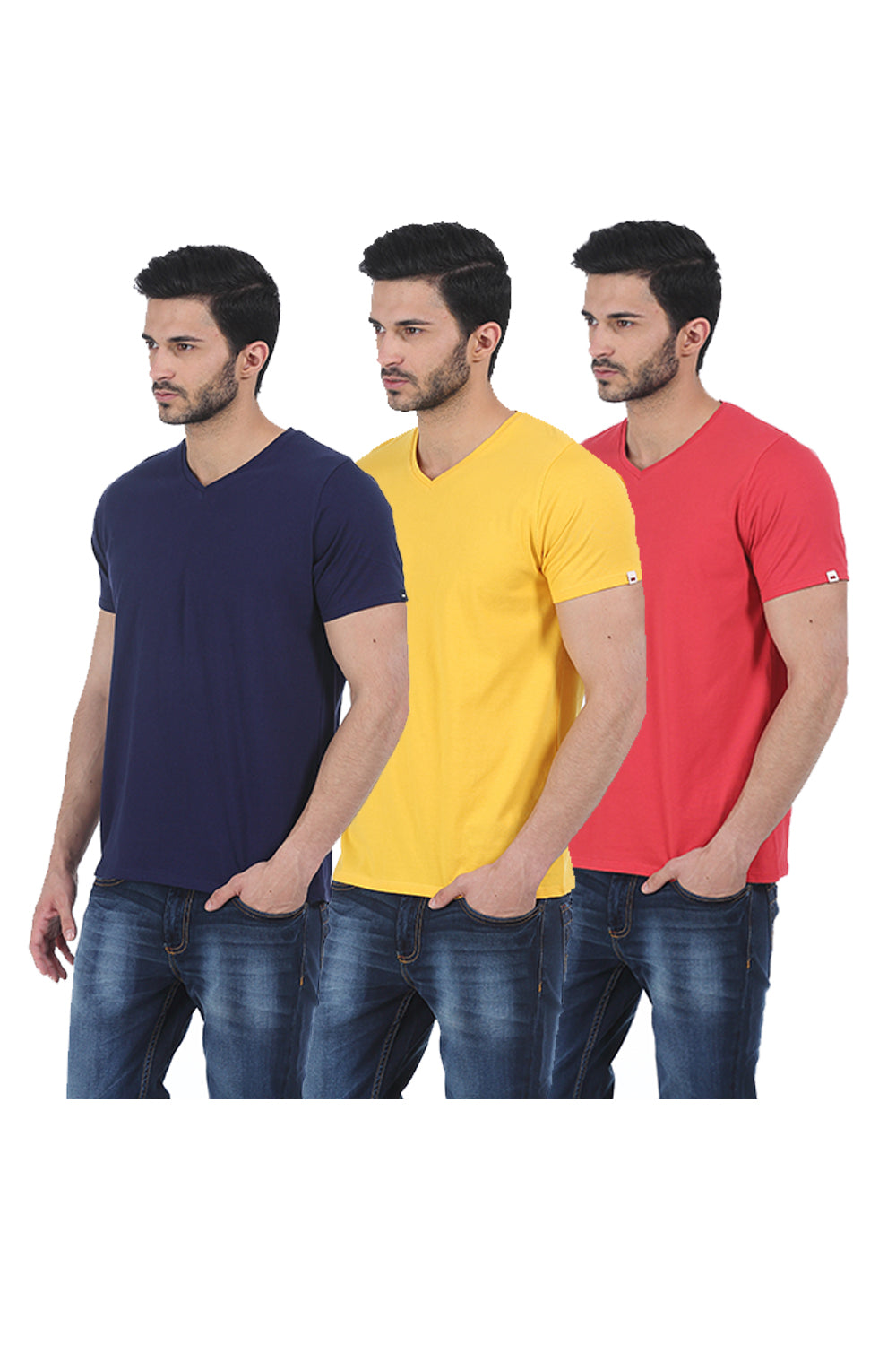 BASICS V - NECK MUSCLE FIT HALF SLEEVES TEES