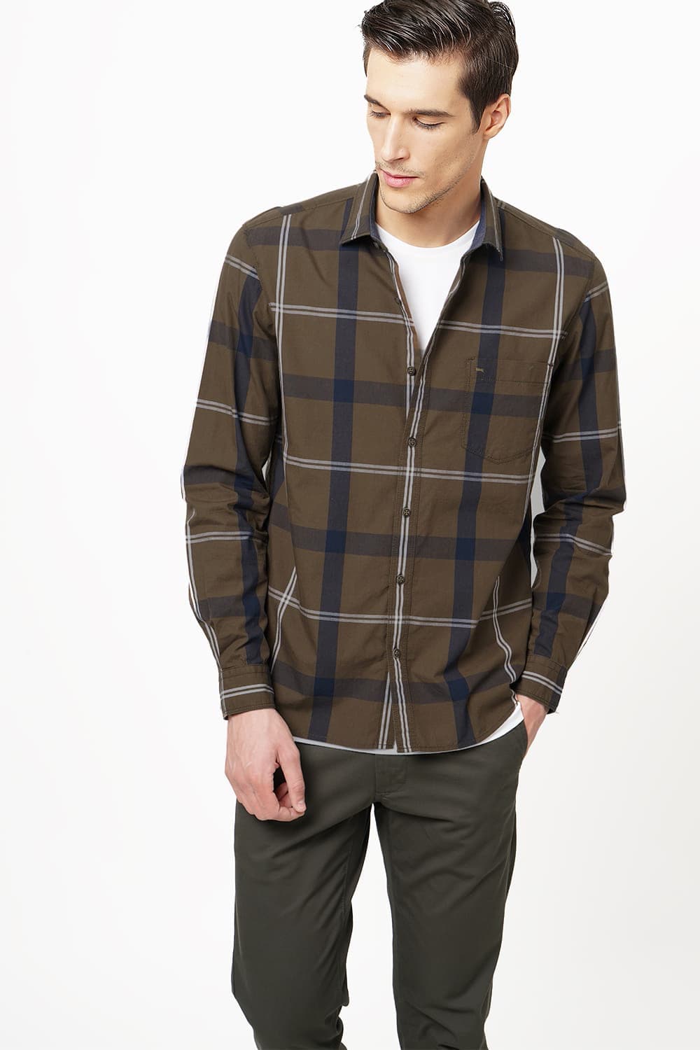 BASICS SLIM FIT CHECKS SHIRT
