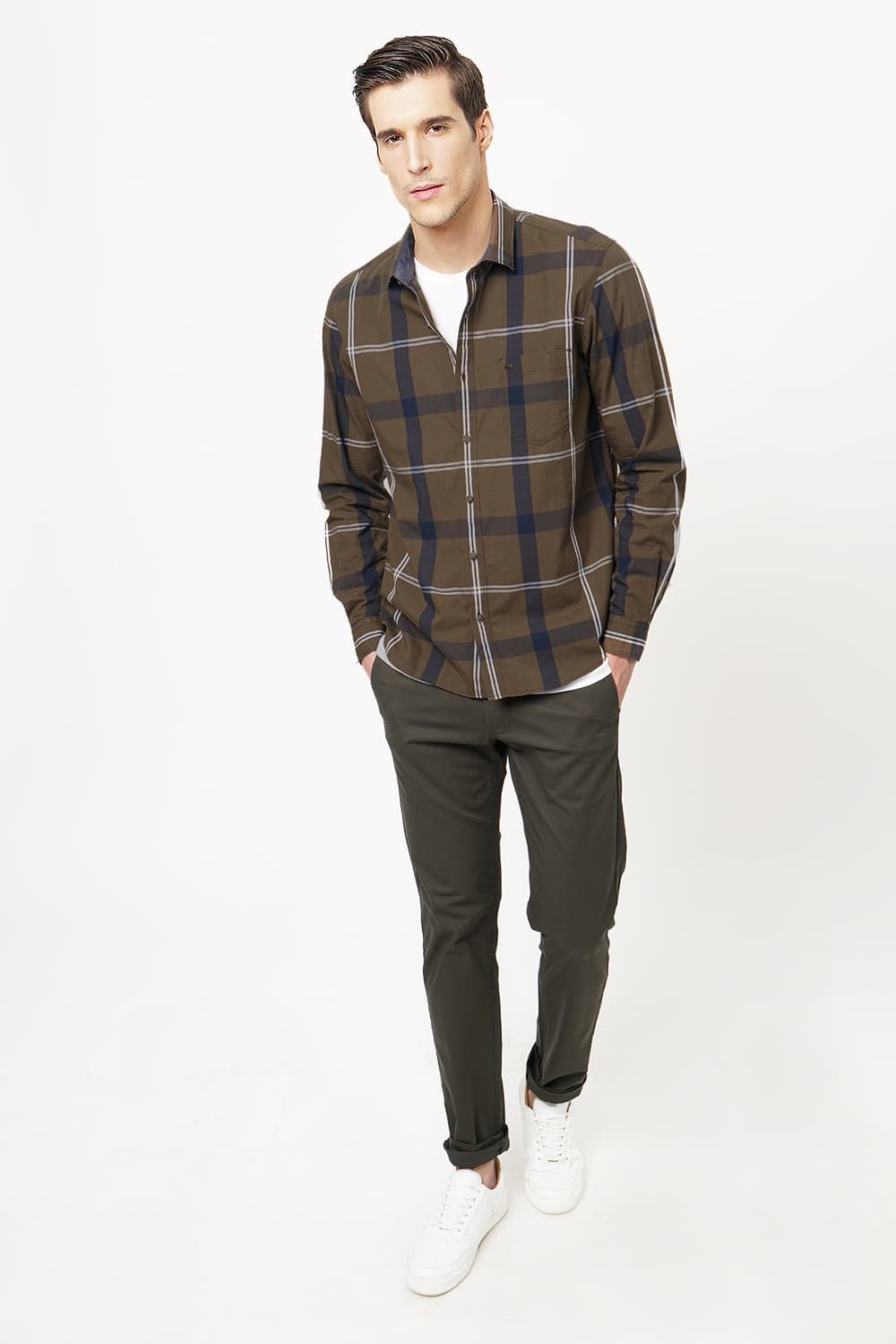 BASICS SLIM FIT CHECKS SHIRT