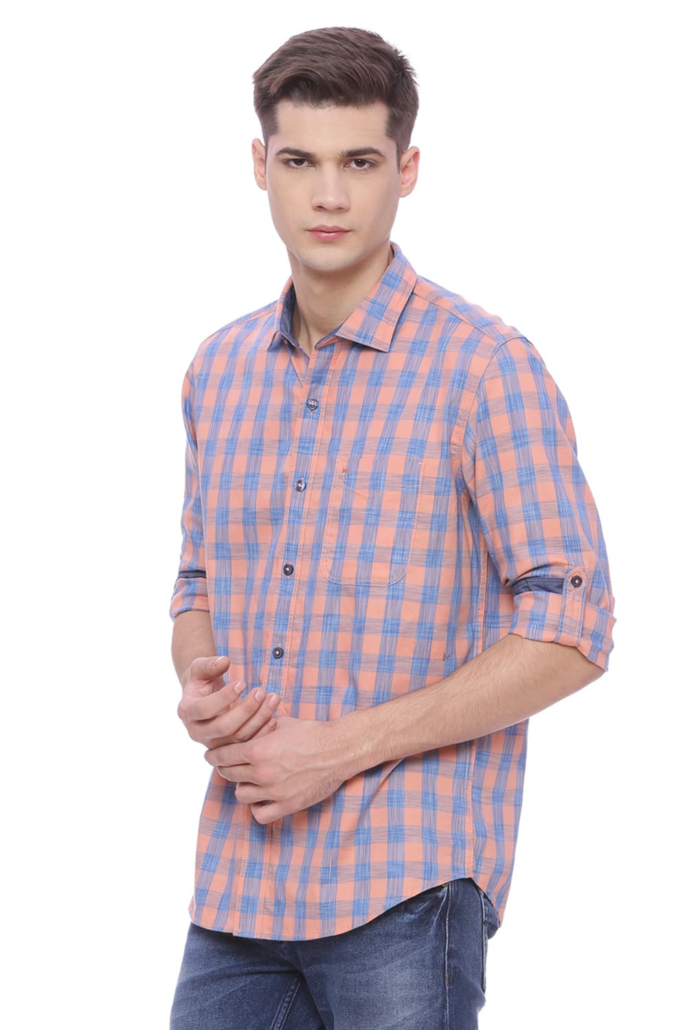 BASICS SLIM FIT CHECKS SHIRT