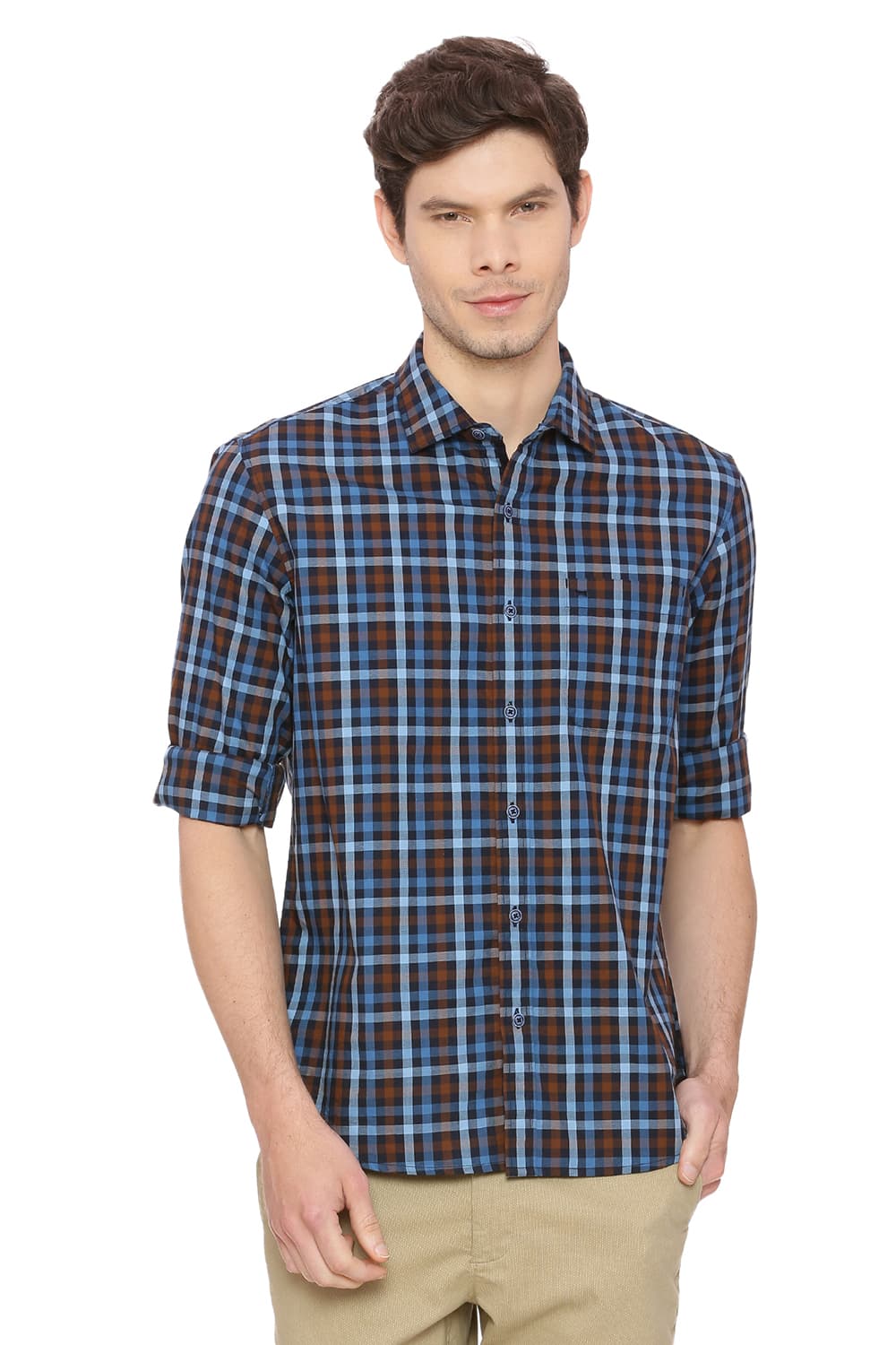 BASICS SLIM FIT CHECKS SHIRT