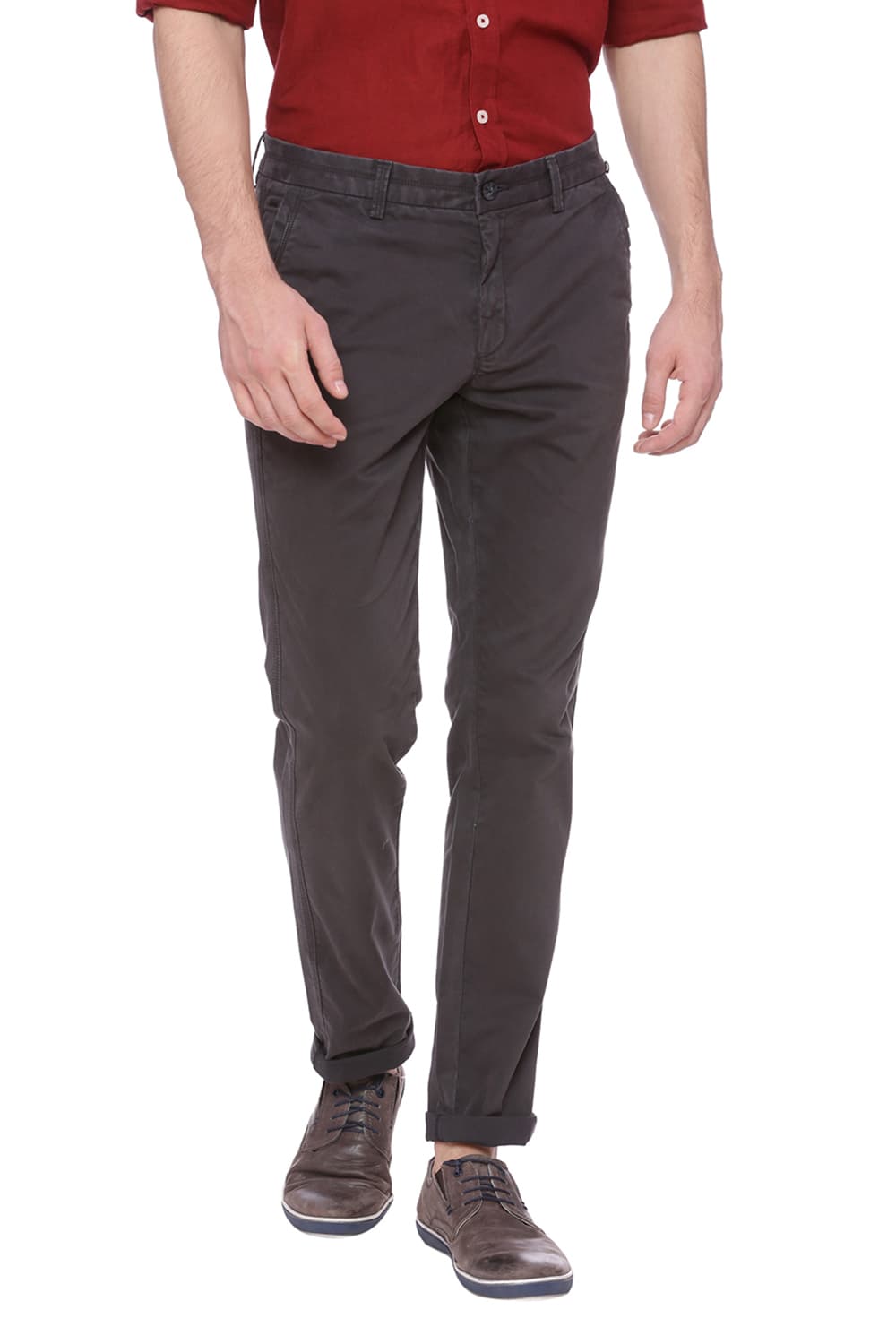 BASICS TAPERED FIT TWILL STRETCH TROUSER