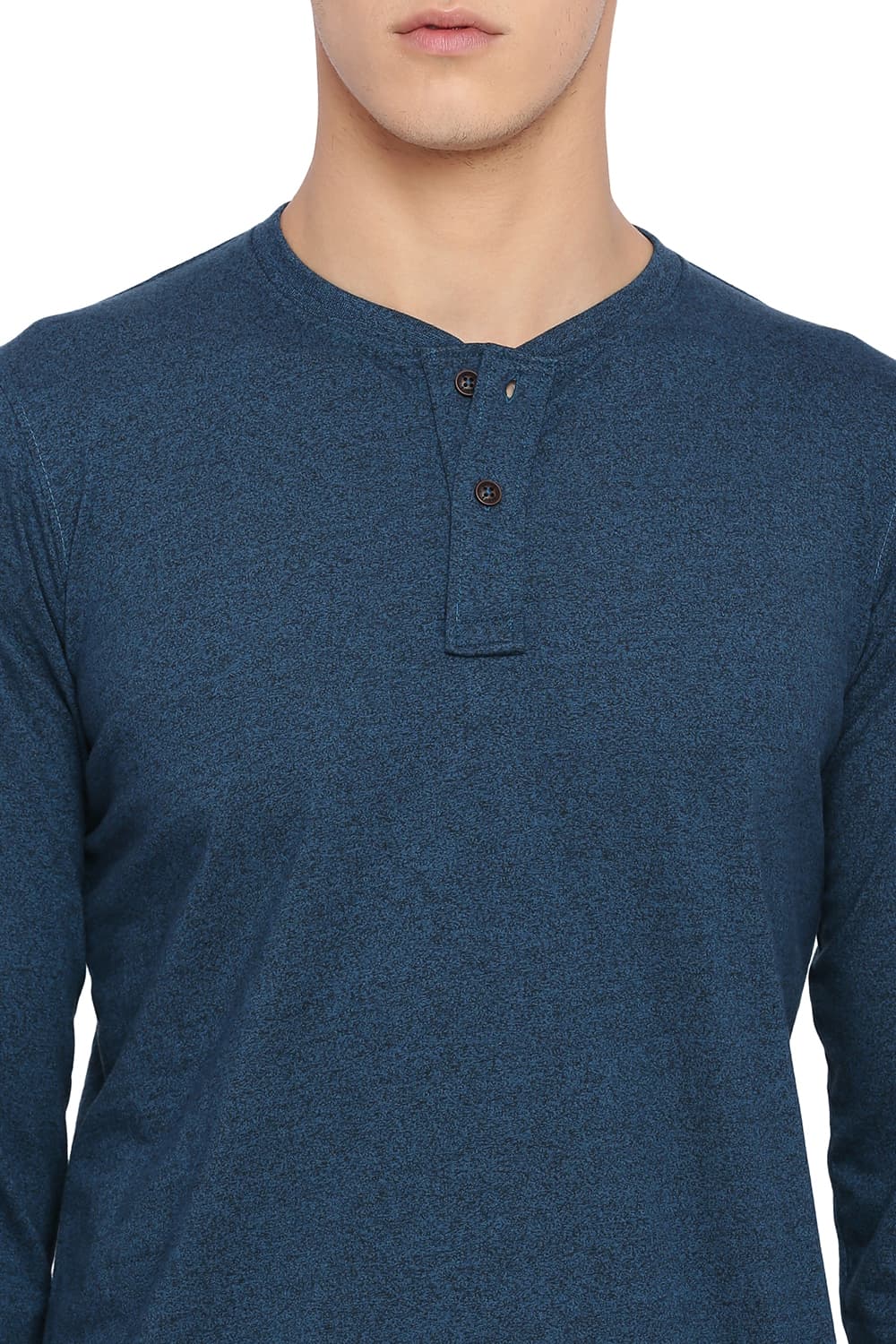 BASICS MUSCLE FIT HENLEY T SHIRT