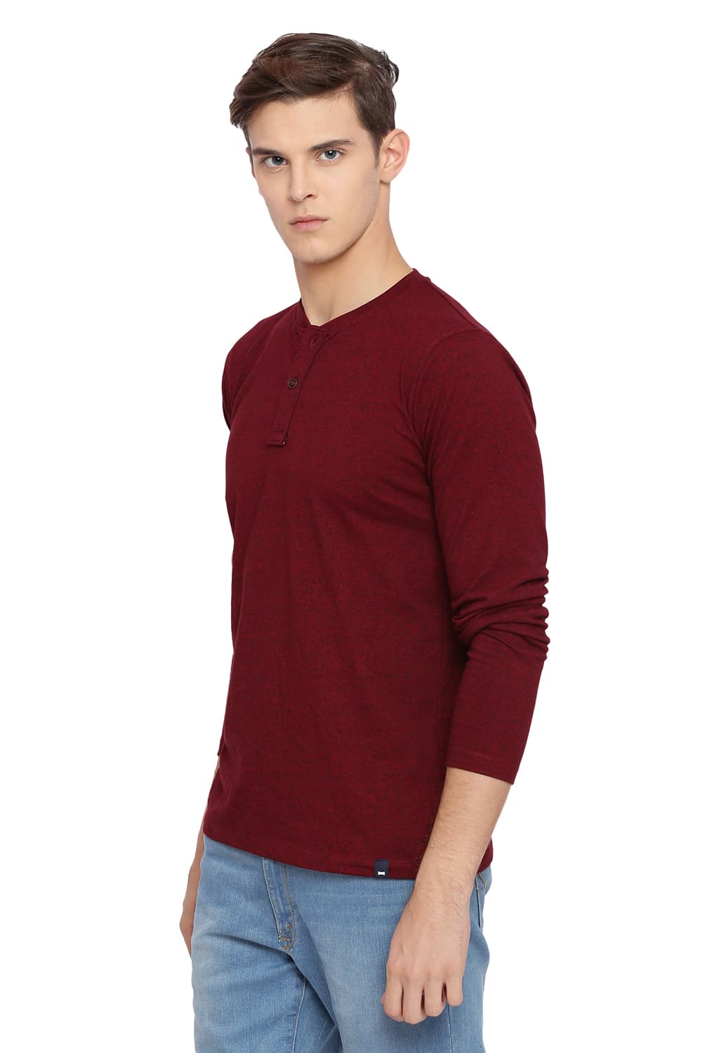 BASICS MUSCLE FIT HENLEY T SHIRT