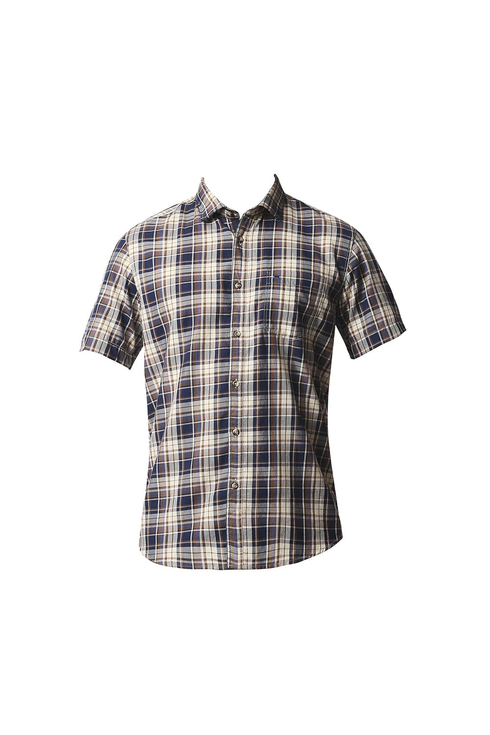BASICS SLIM FIT TWILL CHECKS HALFSLEEVES SHIRT HALFSLEEVES SHIRT