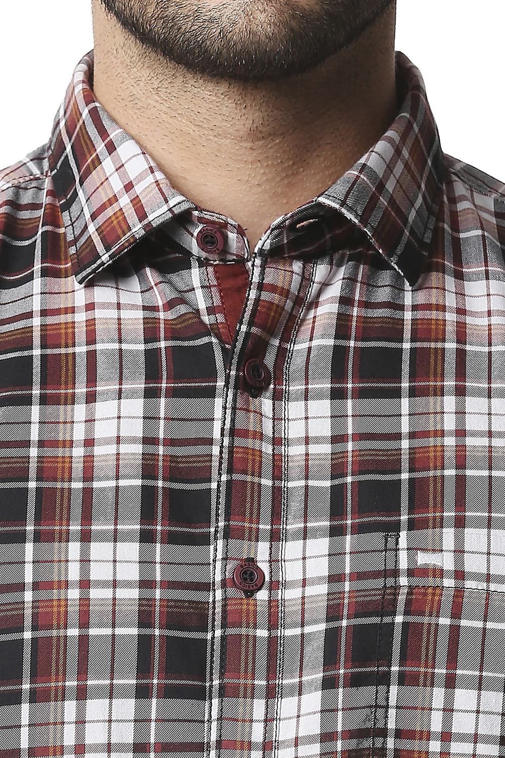 BASICS SLIM FIT TWILL CHECKS HALFSLEEVES SHIRT HALFSLEEVES SHIRT