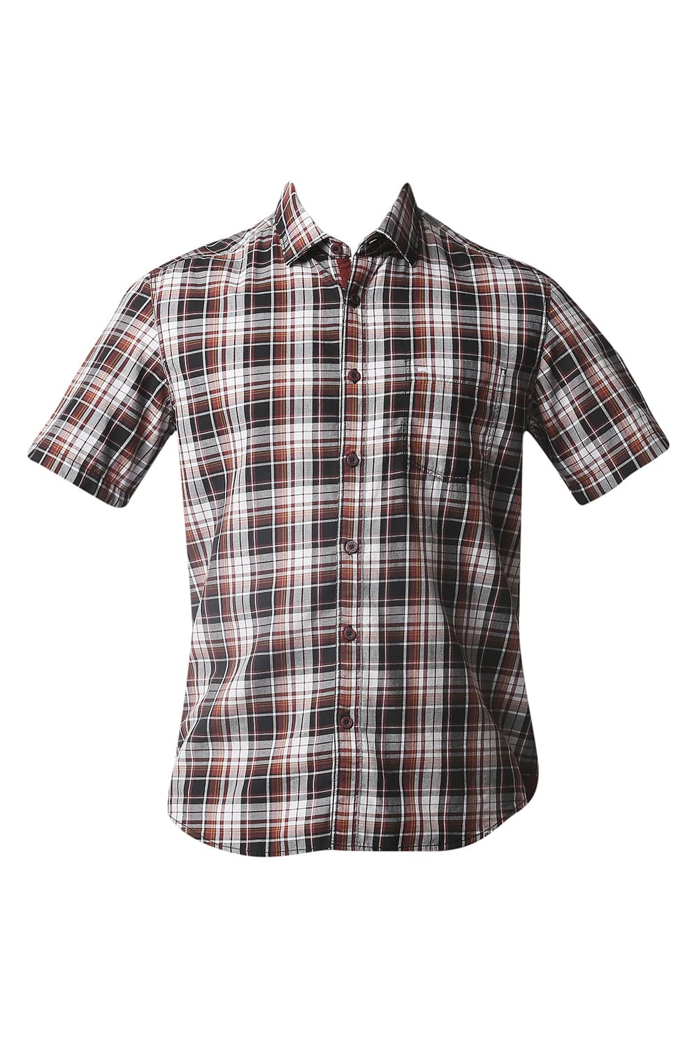 BASICS SLIM FIT TWILL CHECKS HALFSLEEVES SHIRT HALFSLEEVES SHIRT