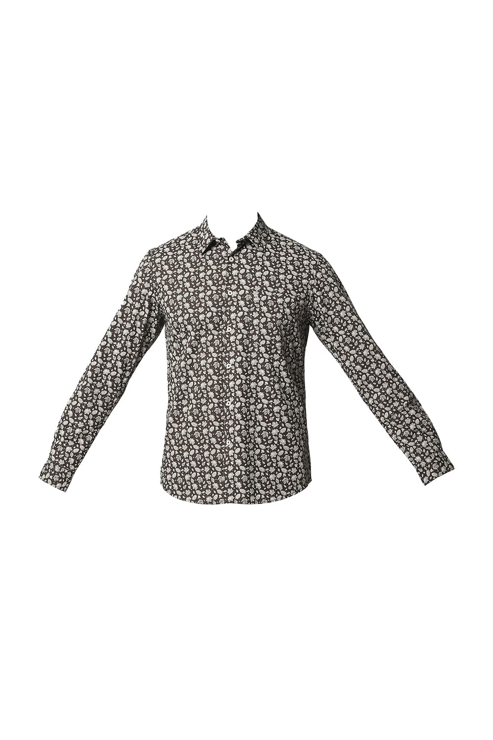 BASICS SLIM FIT COTTON SLUB PRINTED SHIRT