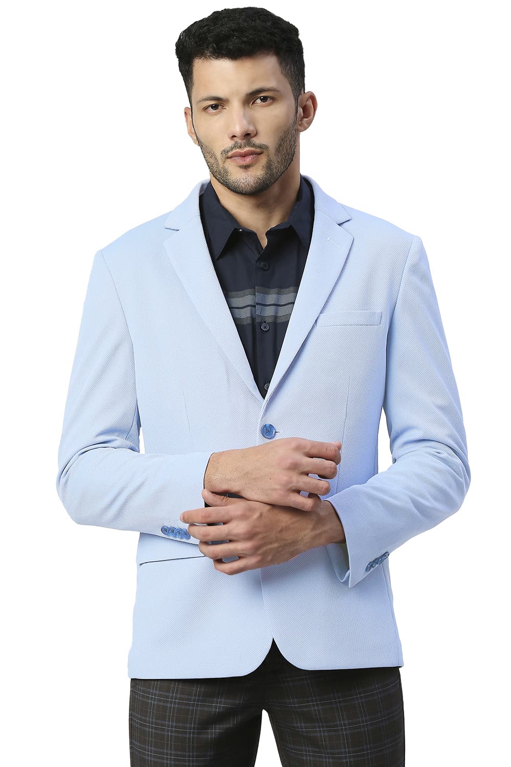BASICS COMFORT FIT POLYESTER STRETCH KNIT BLAZERS