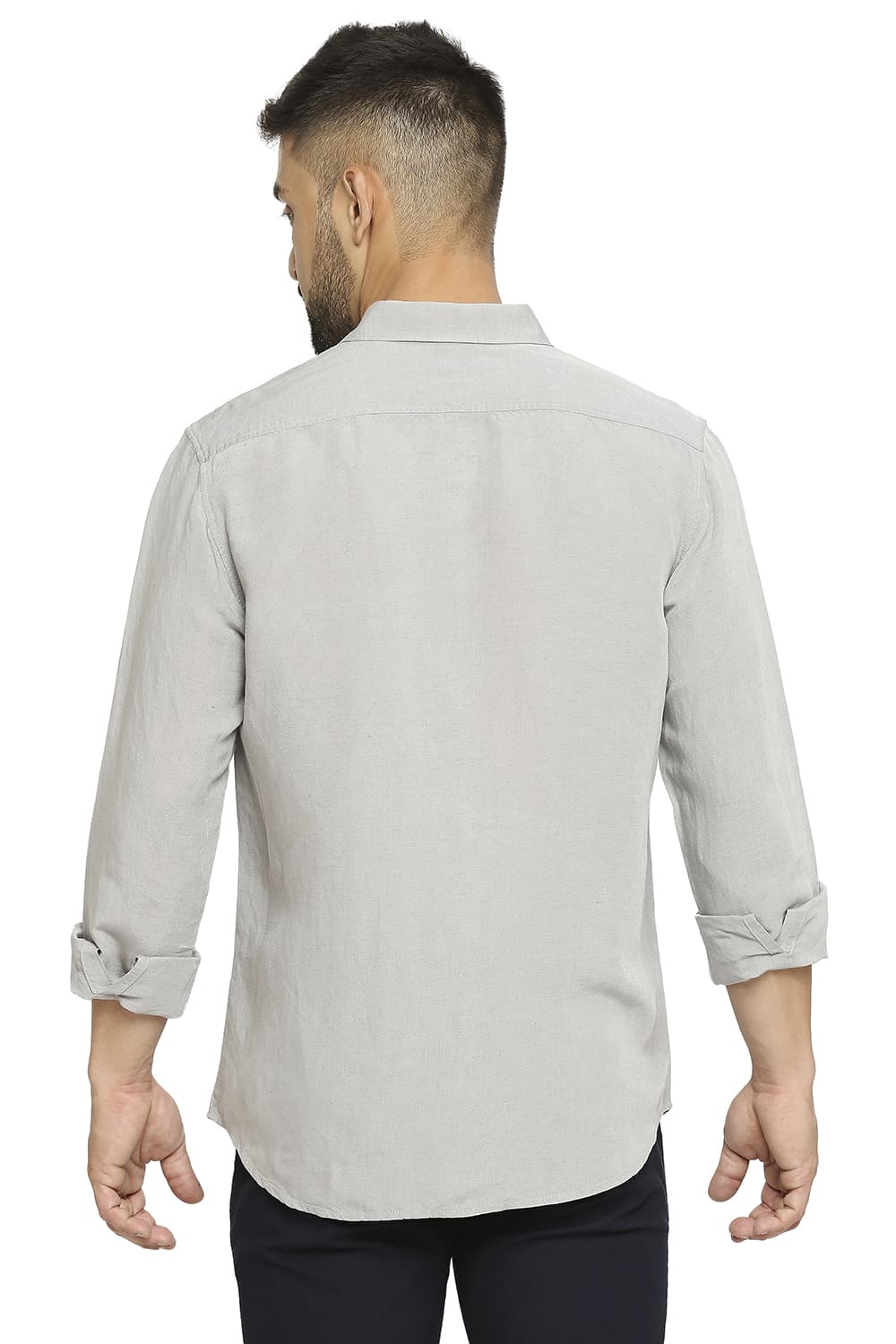 BASICS SLIM FIT LINEN VISCOSE SHIRT