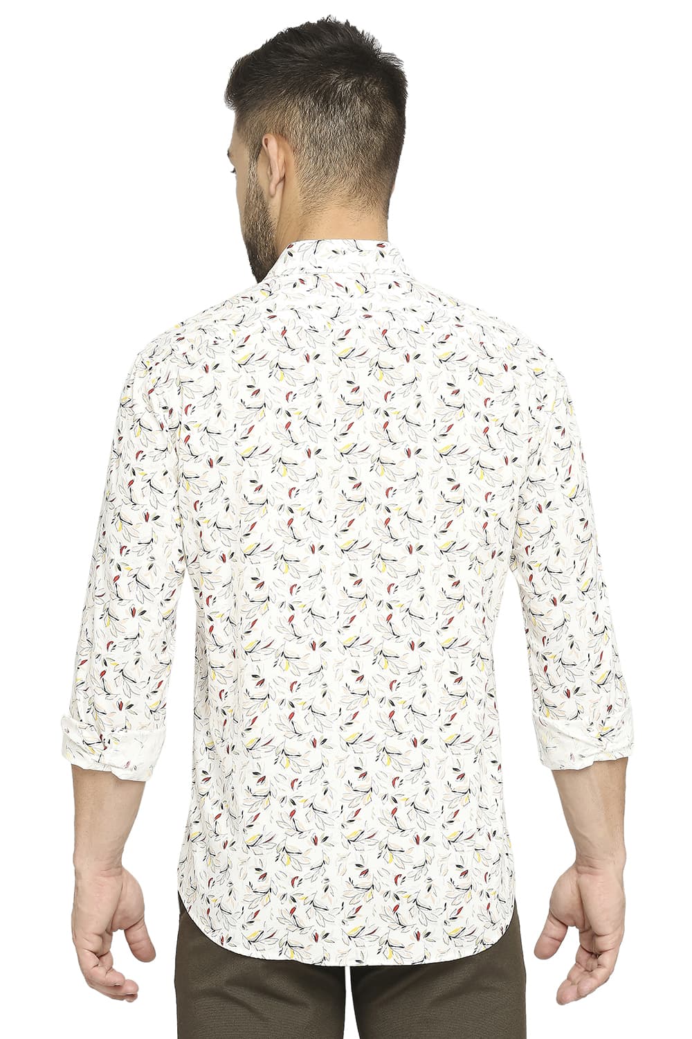 BASICS SLIM FIT COTTON OXFORD PRINTED SHIRT