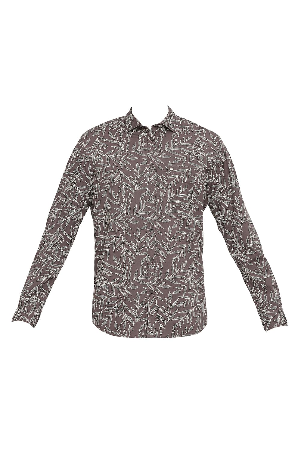 BASICS SLIM FIT COTTON POPLIN PRINTED SHIRT