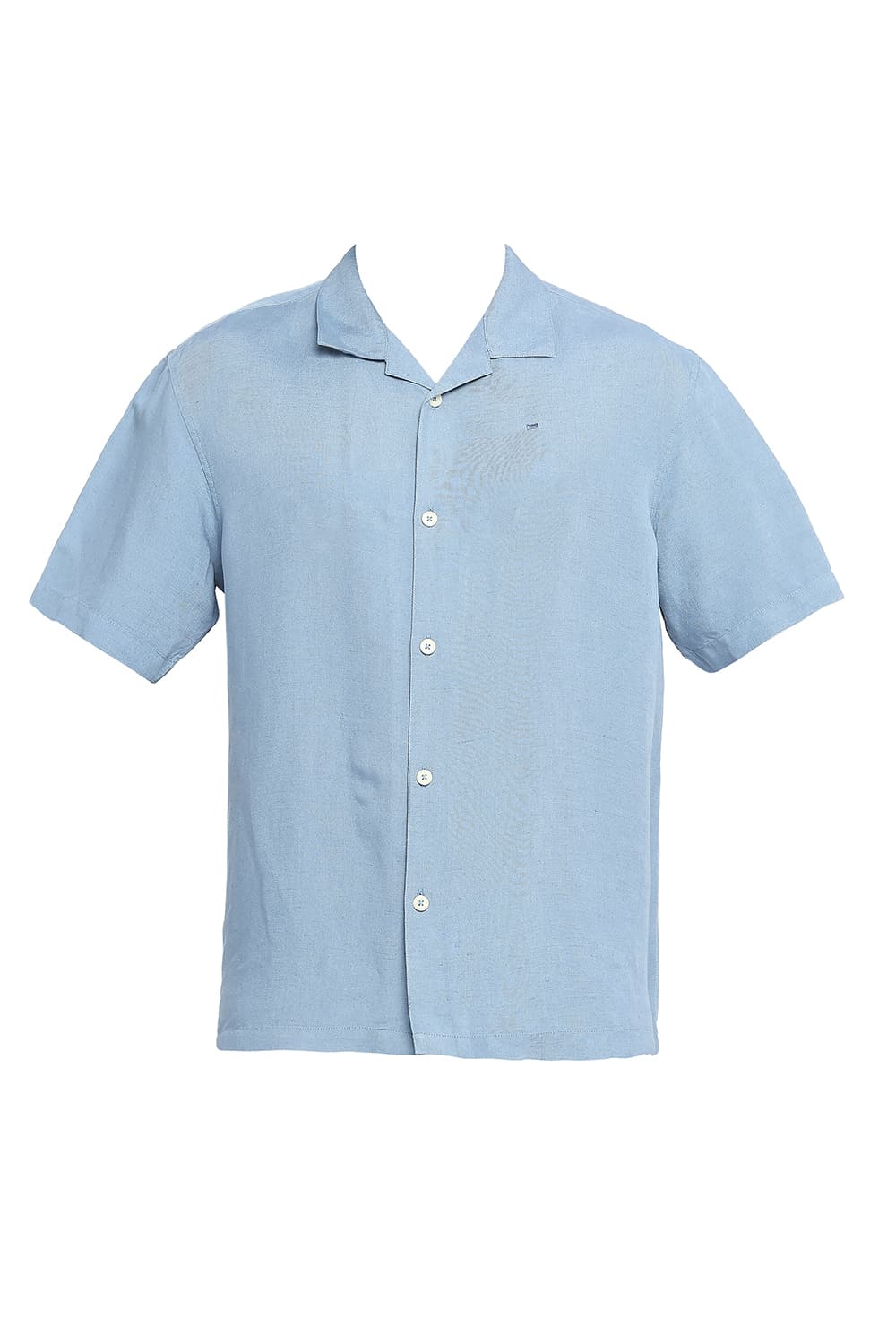 BASICS RELAXED FIT LINEN VISCOSE HALFSLEEVES SHIRT