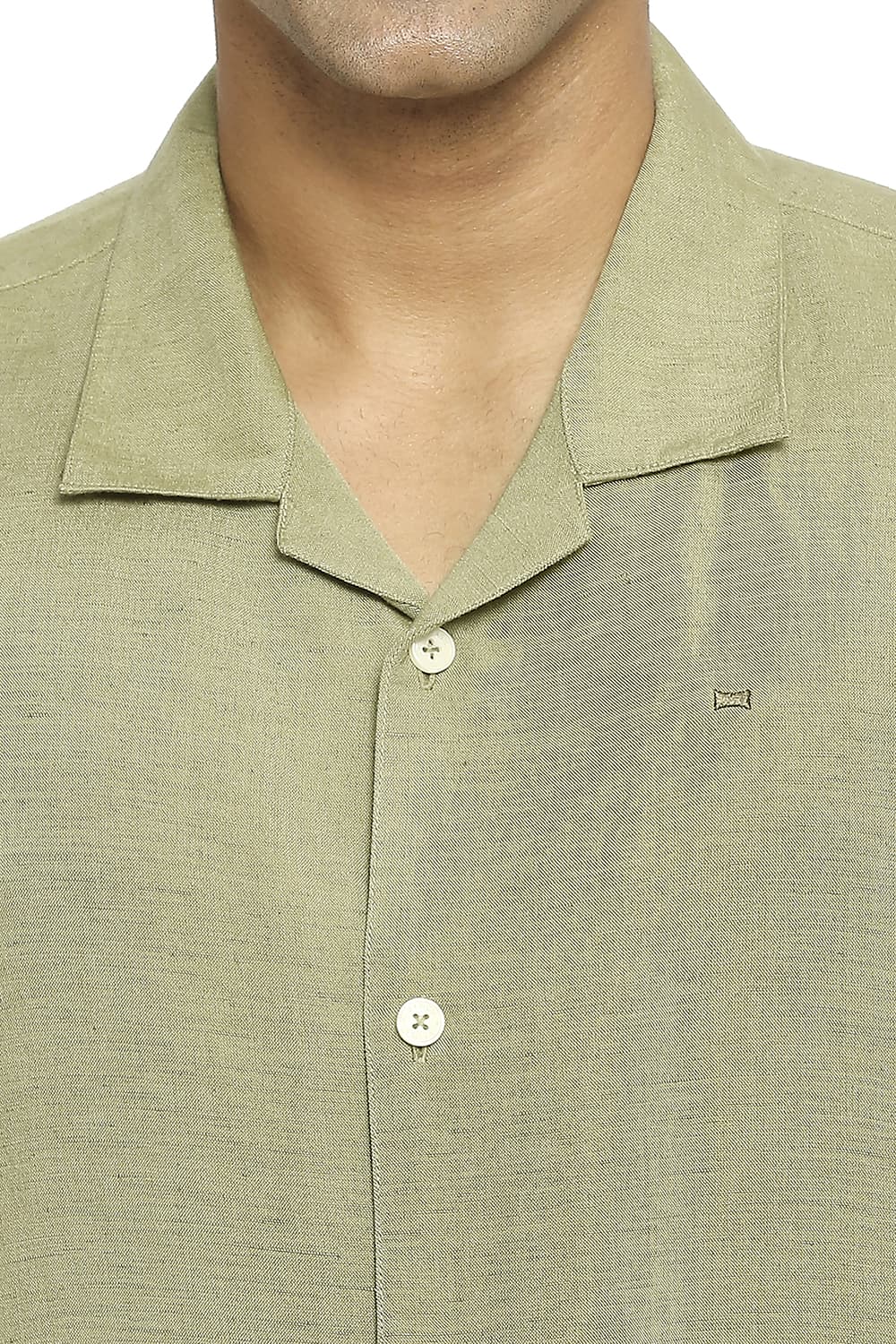 BASICS RELAXED FIT LINEN VISCOSE HALFSLEEVES SHIRT
