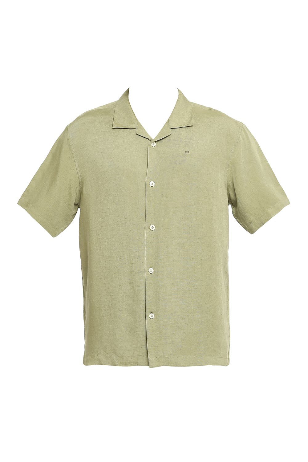 BASICS RELAXED FIT LINEN VISCOSE HALFSLEEVES SHIRT