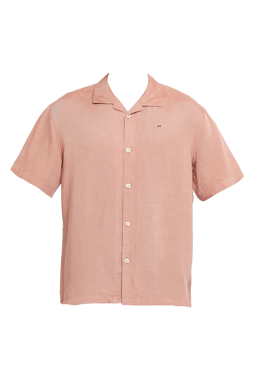 BASICS RELAXED FIT LINEN VISCOSE HALFSLEEVES SHIRT