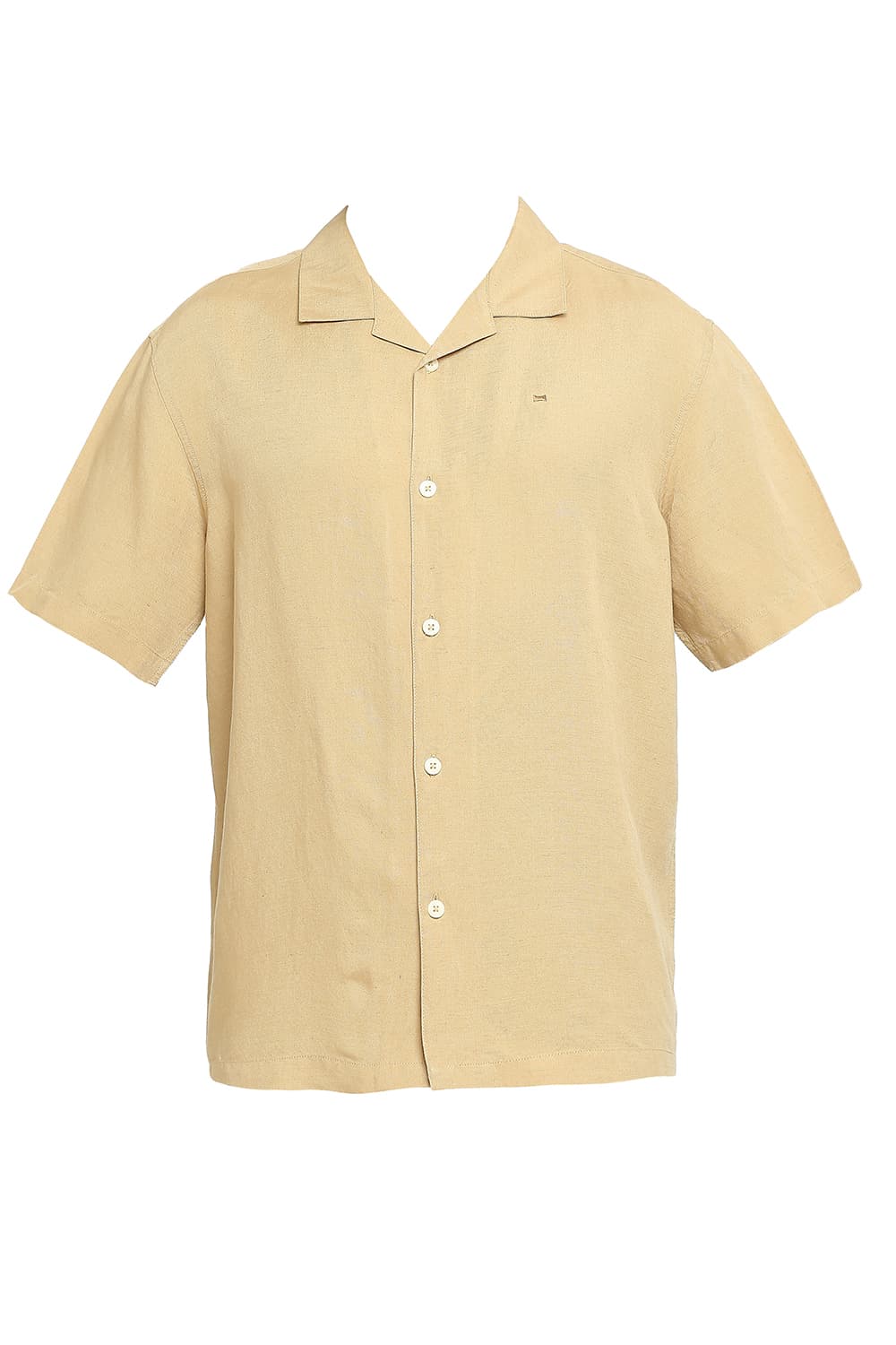 BASICS RELAXED FIT LINEN VISCOSE HALFSLEEVES SHIRT