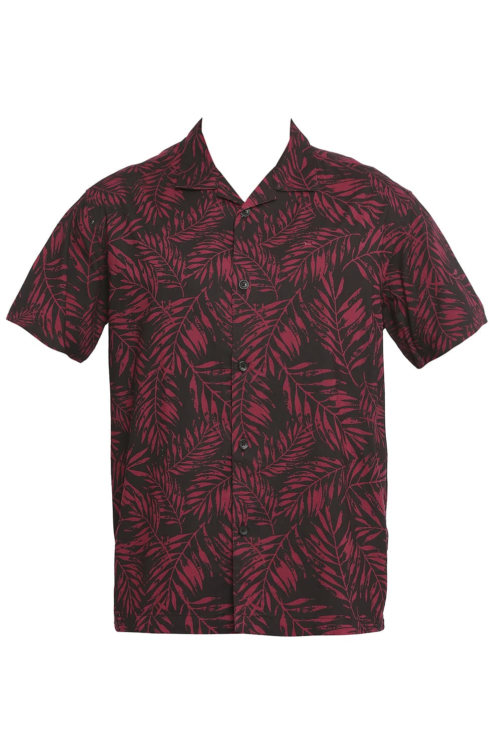 BASICS RELAXED FIT COTTON VISCOSE PRINTED HALFSLEEVES SHIRT