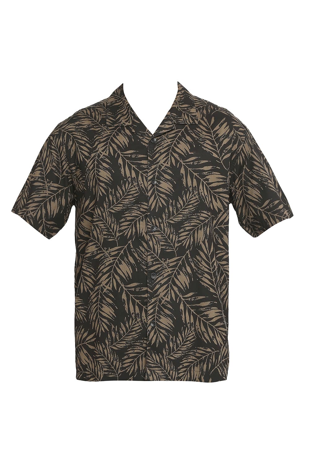 BASICS RELAXED FIT COTTON VISCOSE PRINTED HALFSLEEVES SHIRT