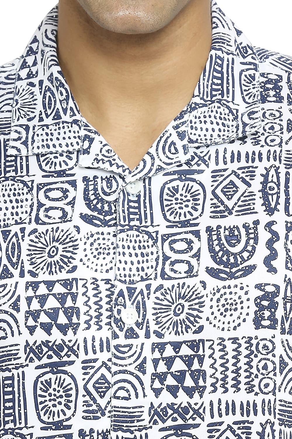 BASICS RELAXED FIT TENCEL PRINTED HALFSLEEVES SHIRT