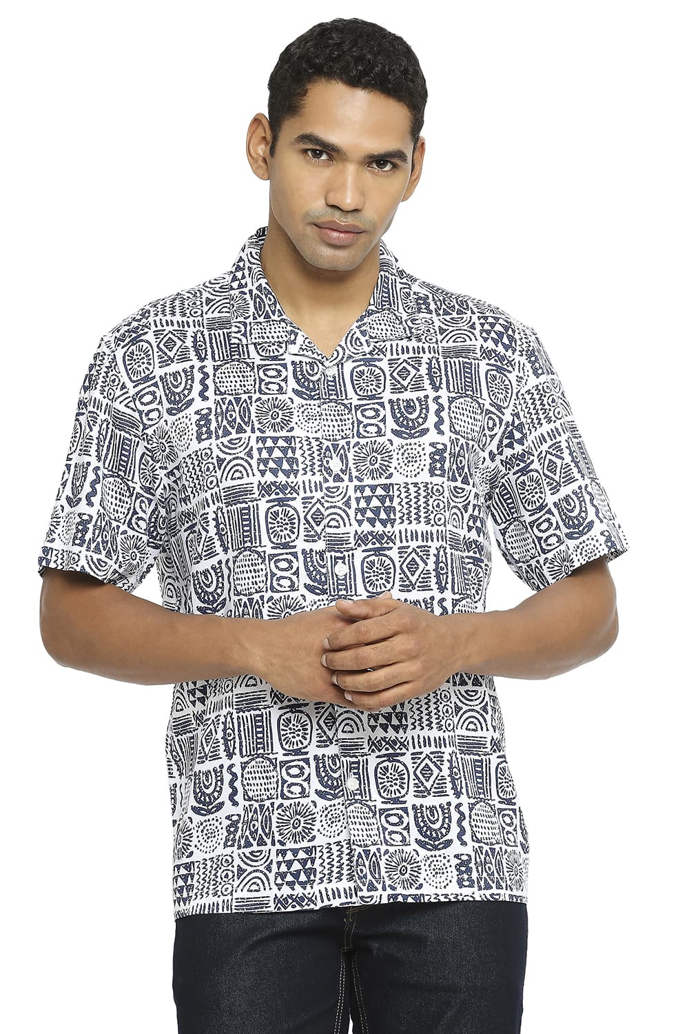BASICS RELAXED FIT TENCEL PRINTED SHIRT