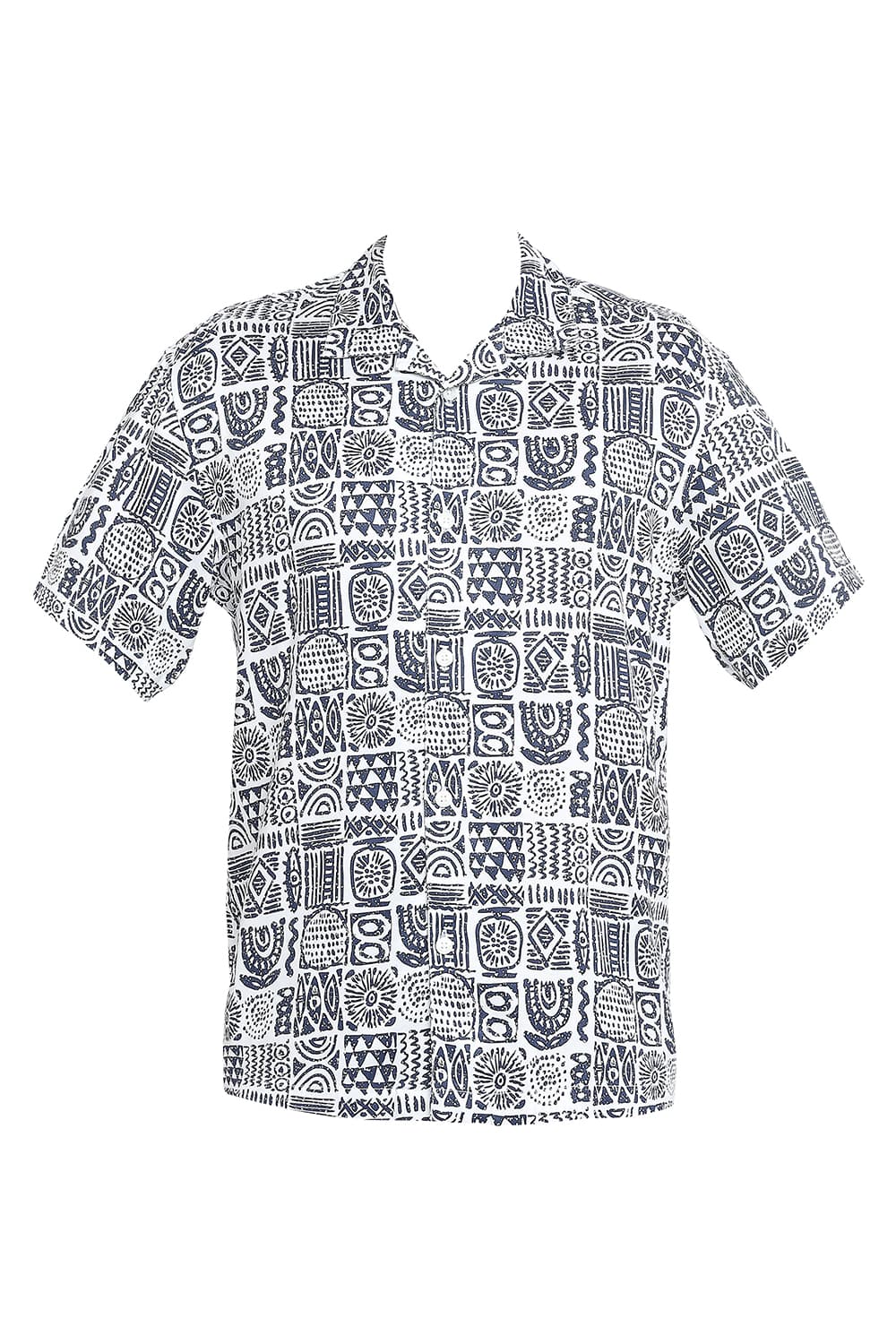 BASICS RELAXED FIT TENCEL PRINTED HALFSLEEVES SHIRT