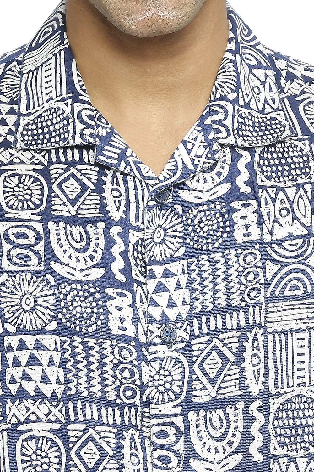 BASICS RELAXED FIT TENCEL PRINTED HALFSLEEVES SHIRT