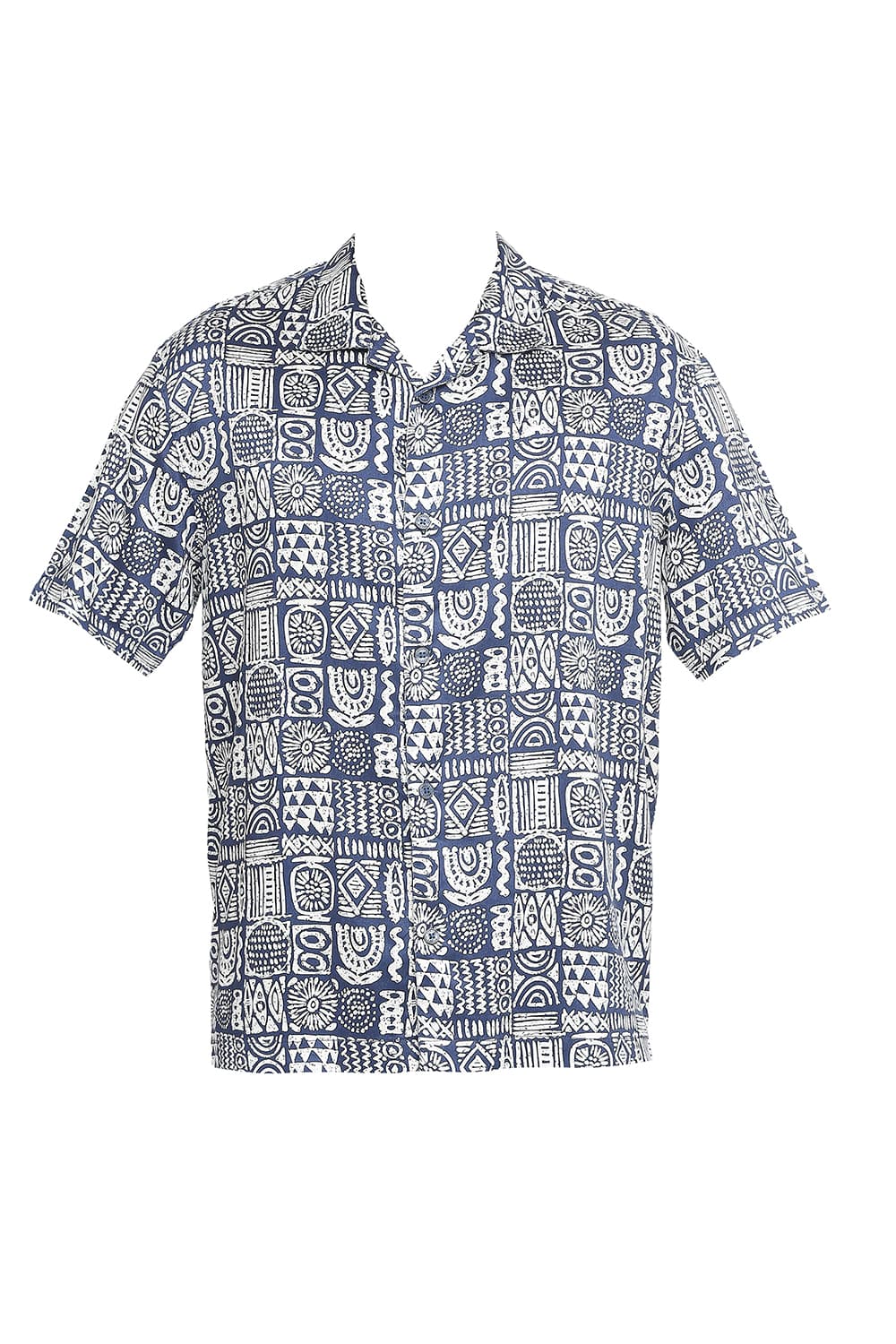 BASICS RELAXED FIT TENCEL PRINTED HALFSLEEVES SHIRT