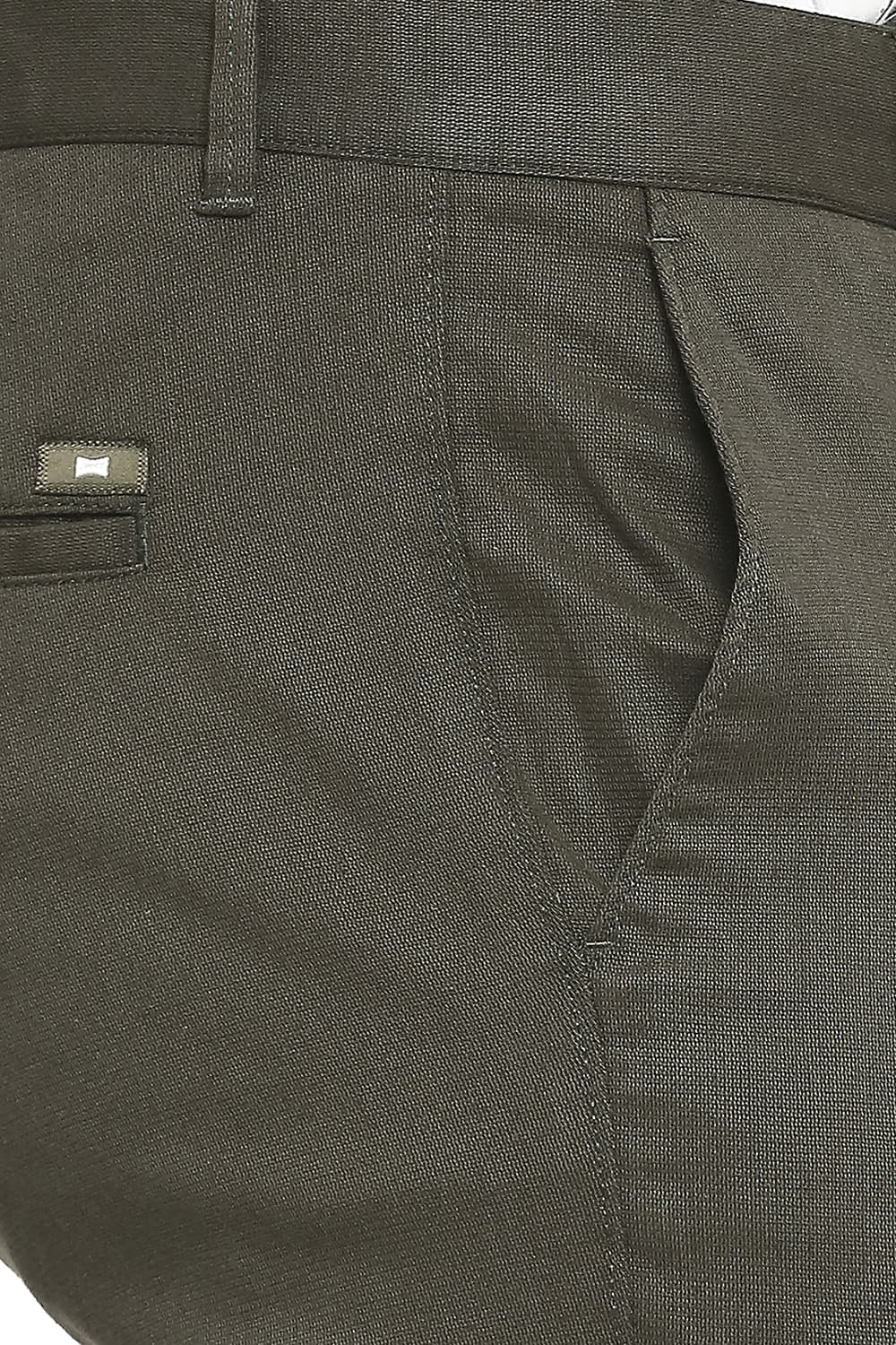 BASICS TAPERED FIT COTTON STRETCH DOBBY TROUSERS