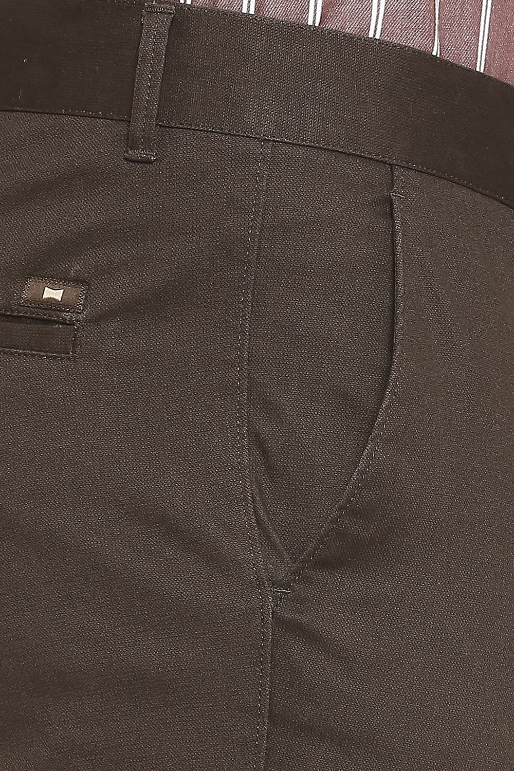 BASICS TAPERED FIT COTTON STRETCH DOBBY TROUSERS