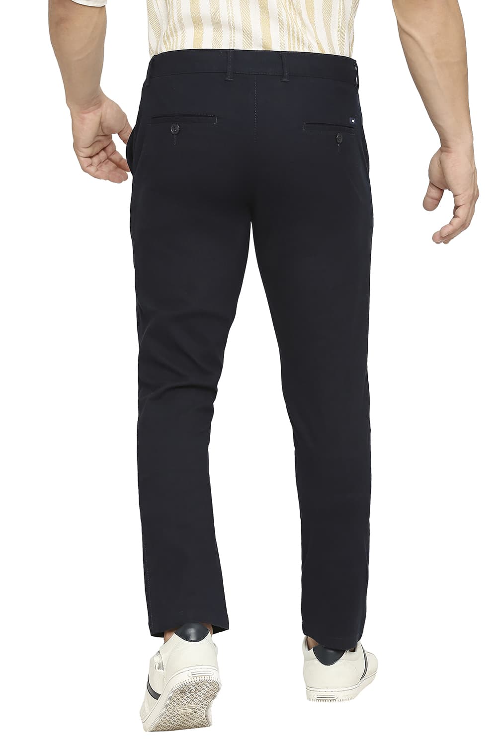 BASICS TAPERED FIT COTTON STRETCH DOBBY TROUSERS