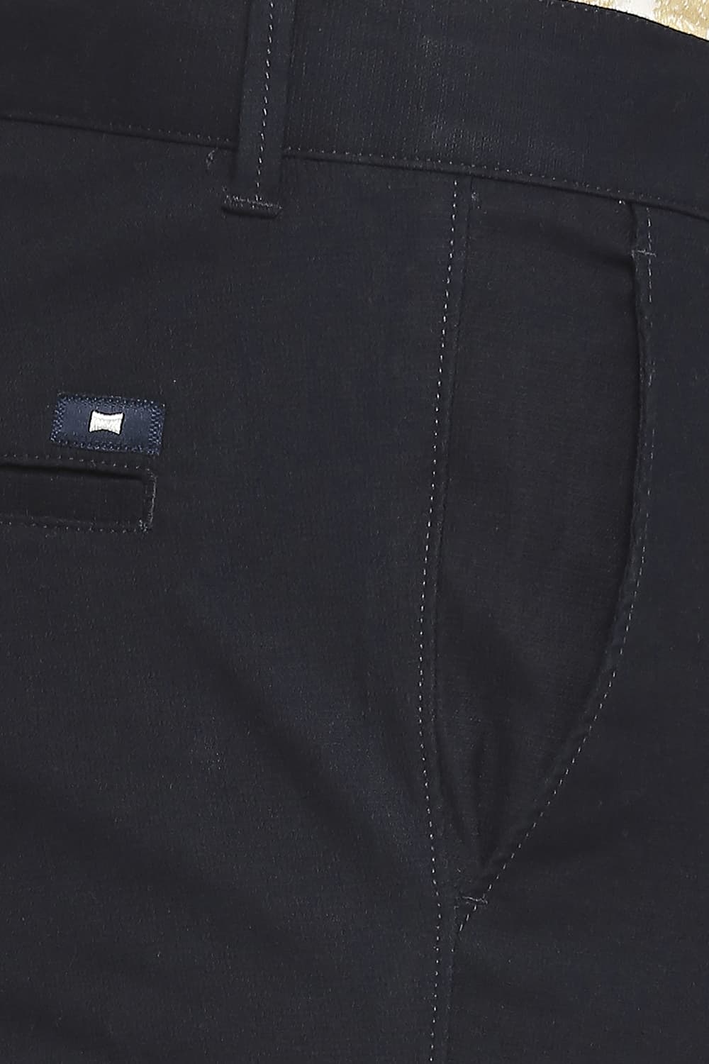 BASICS TAPERED FIT COTTON STRETCH DOBBY TROUSERS