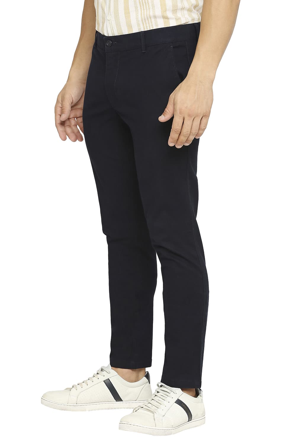 BASICS TAPERED FIT COTTON STRETCH DOBBY TROUSERS