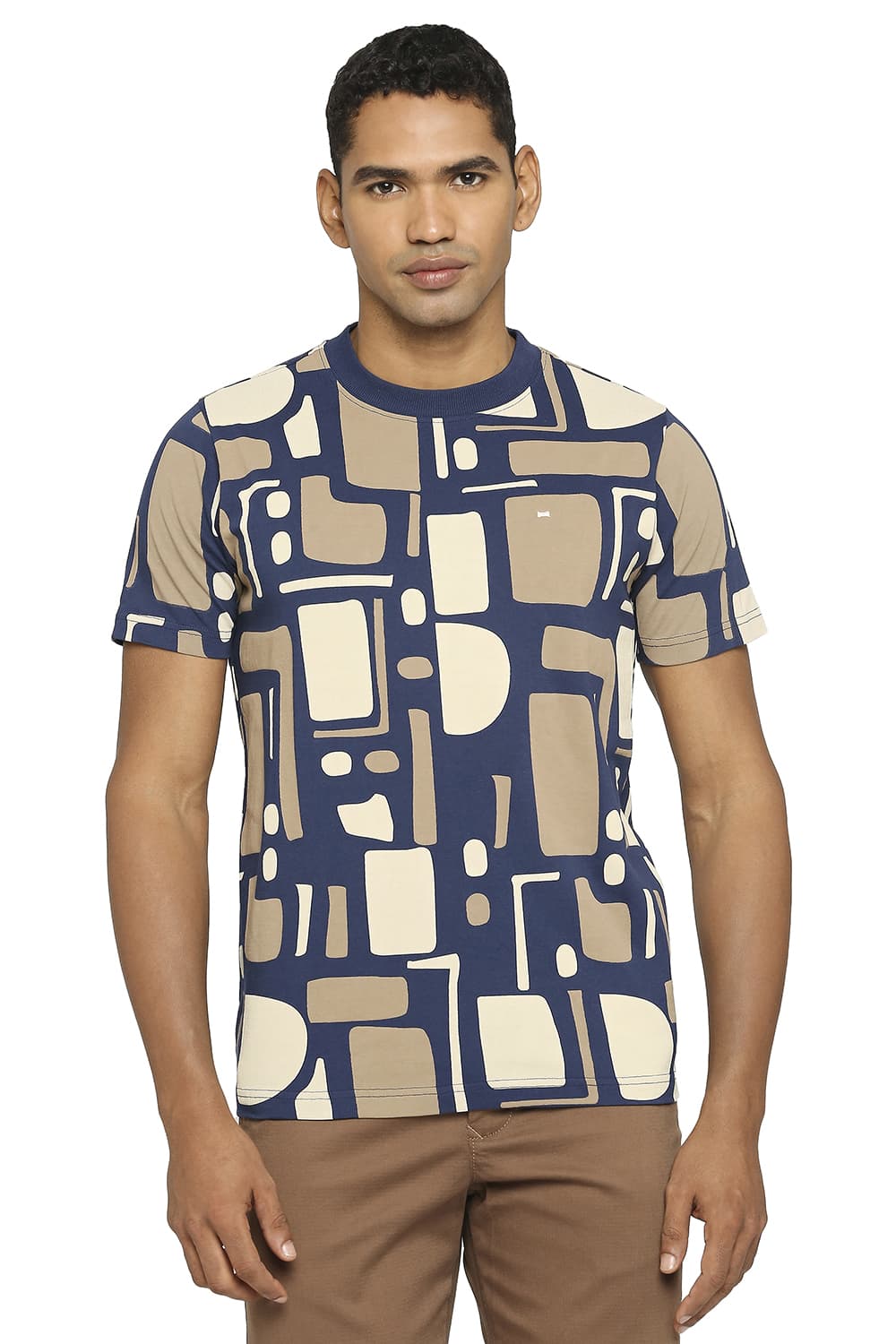 BASICS MUSCLE FIT PRINTED CREW T-SHIRT