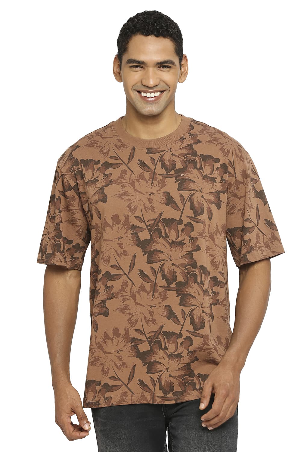 BASICS RELAXED FIT PRINTED CREW T-SHIRT